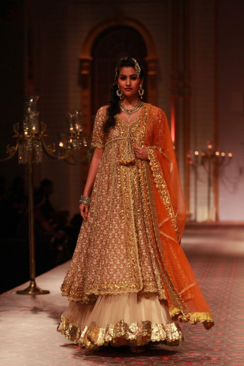 Beige Embroidered Kurta Lehenga Set - Preeti s kapoor
