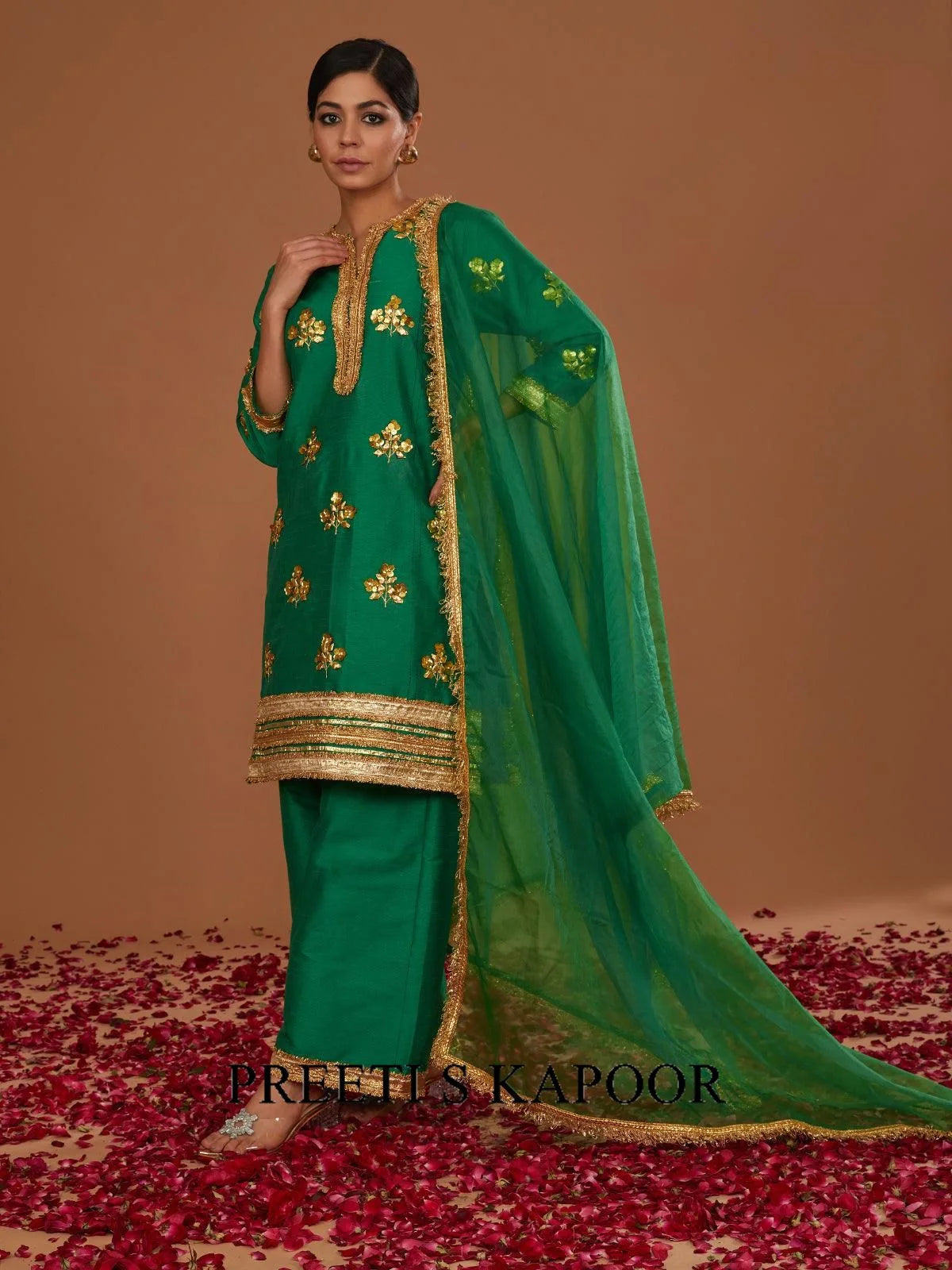 GREEN KURTA WITH PANT AND GREEN DUPATTA - PREETI S KAPOOR