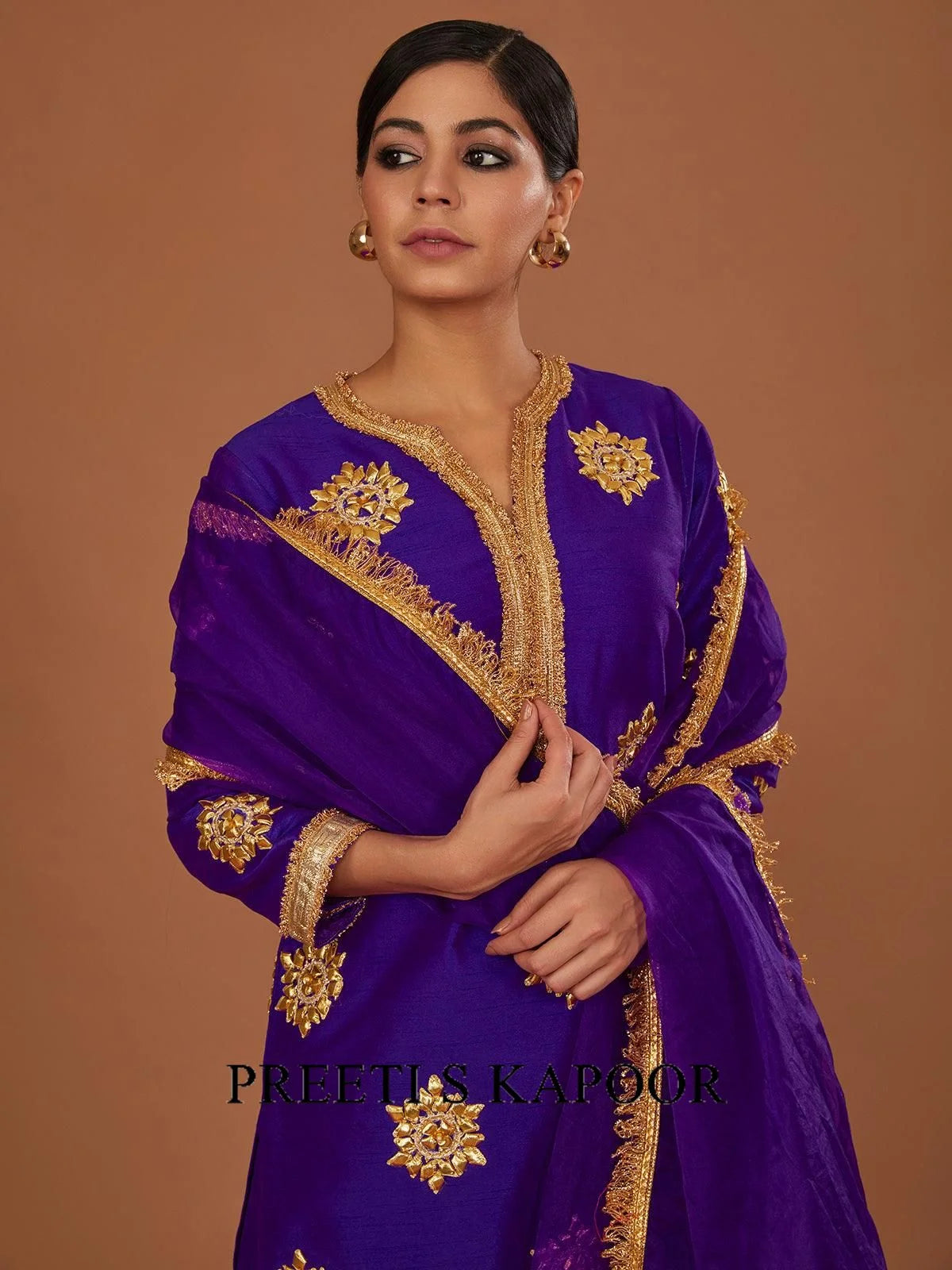 PURPLE SHORT KURTA WITH STRAIGHT PANT AND PURPLE DUPATTA - PREETI S KAPOOR