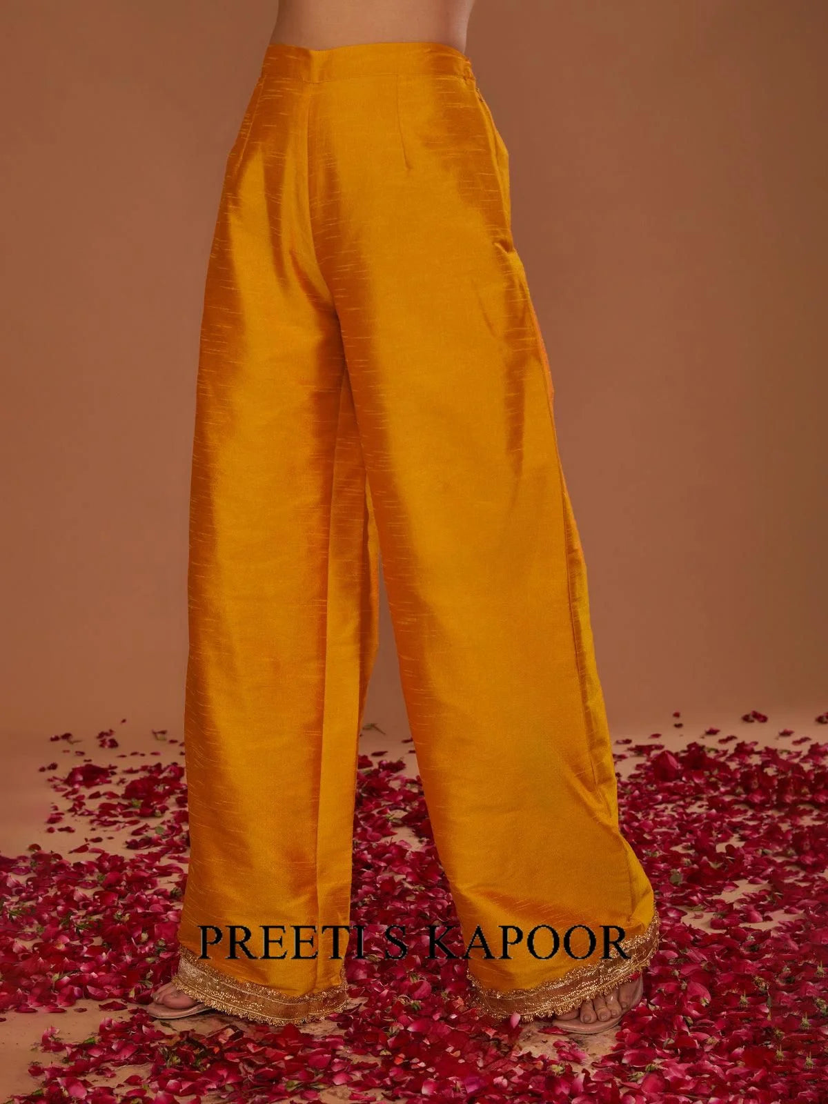 PEACHY ORANGE LONG KURTA WITH STRAIGHT PANT AND DUPATTA - PREETI S KAPOOR