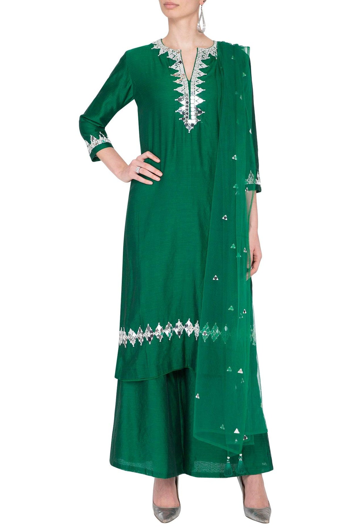 Emerald Green Embroidered Kurta Set - Preeti s kapoor