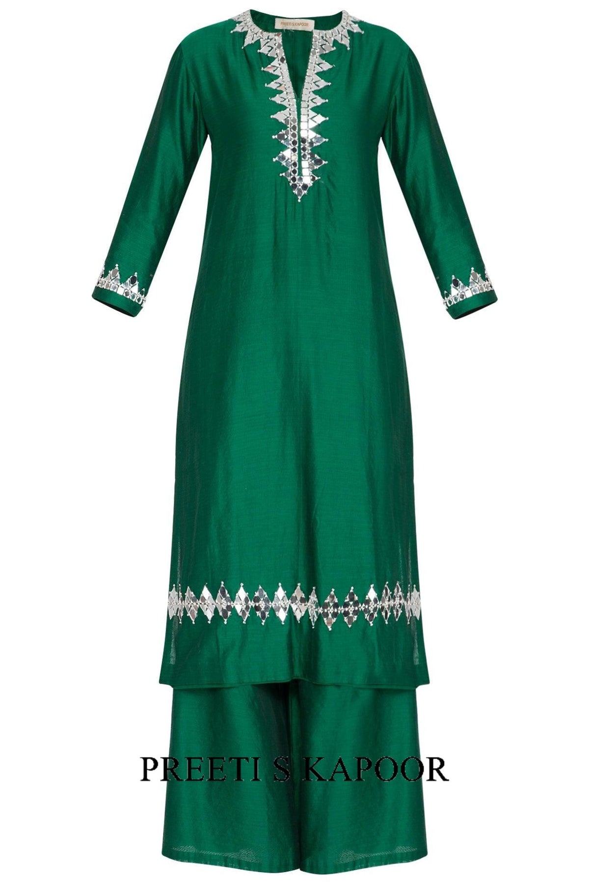 Emerald Green Embroidered Kurta Set - Preeti s kapoor