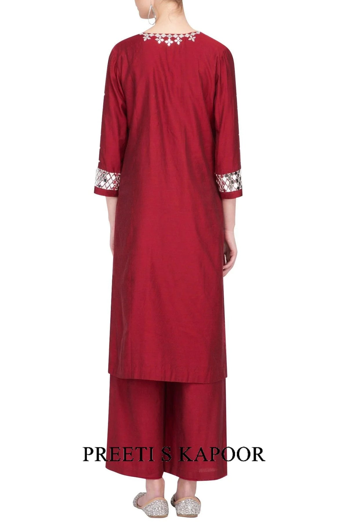 Red Embroidered Kurta Set - Preeti S Kapoor