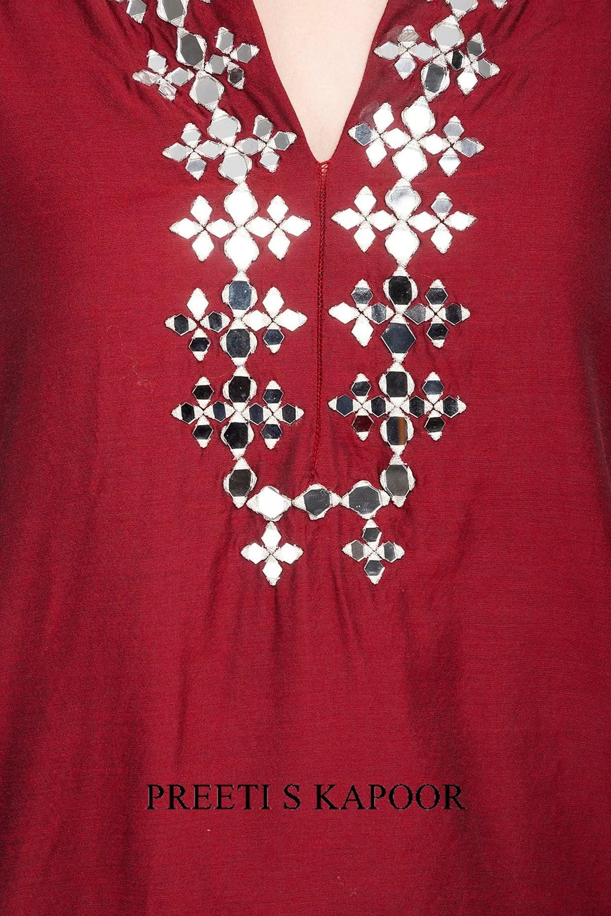 Red Embroidered Kurta Set - Preeti S Kapoor