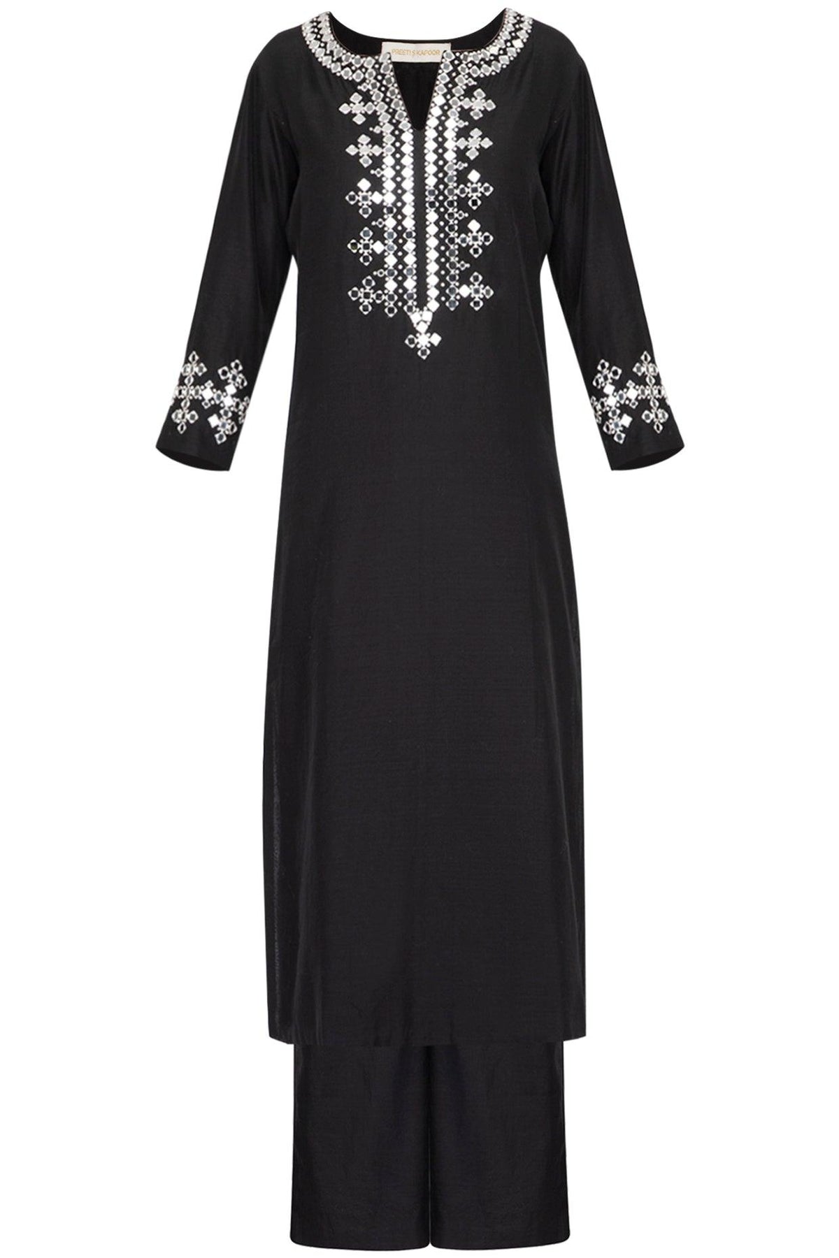 Black Embroidered Kurta Set - Preeti s kapoor