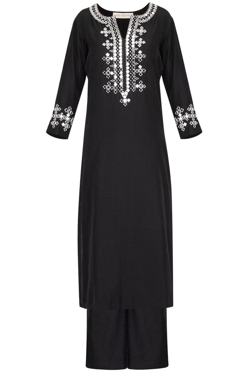 Black Embroidered Kurta Set - Preeti s kapoor