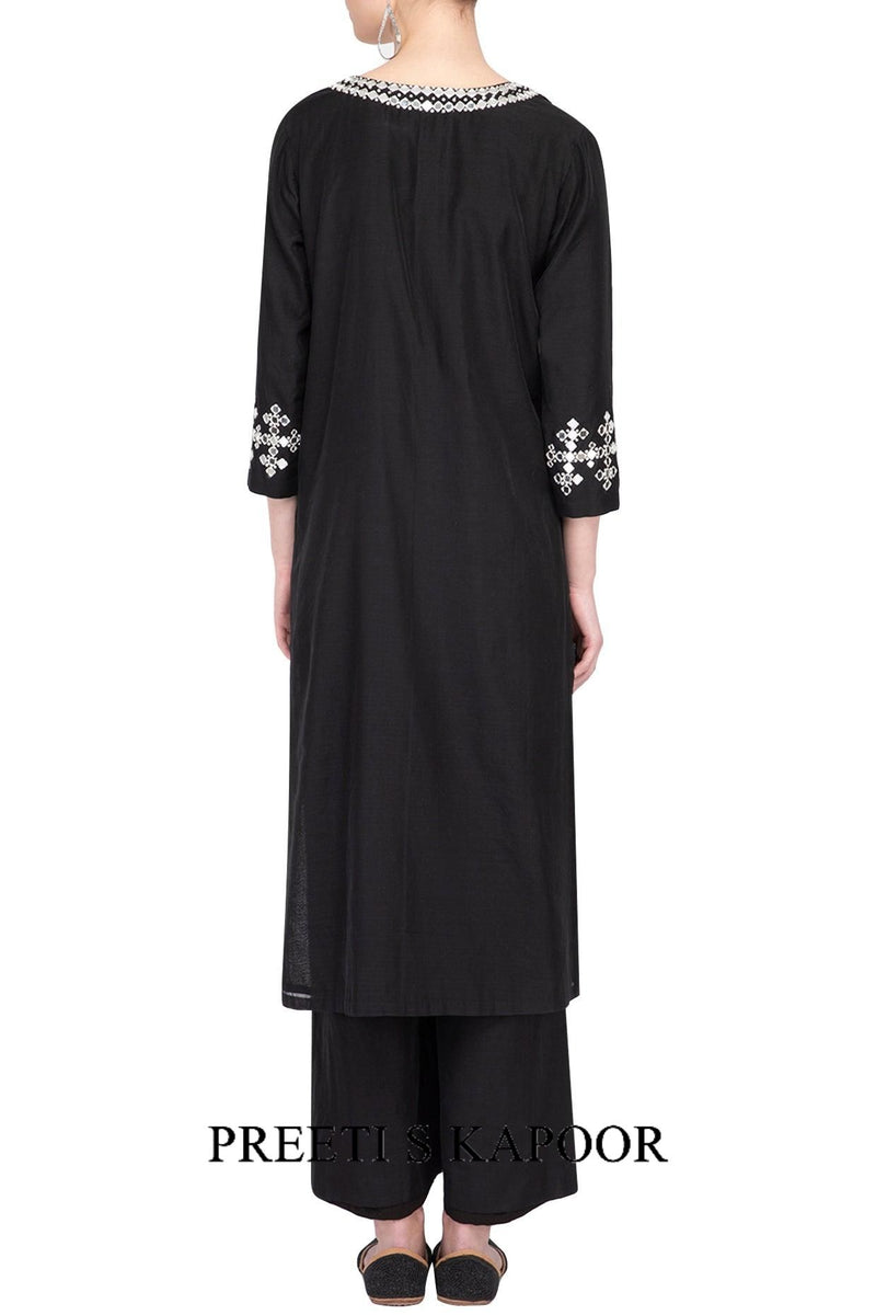 Black Embroidered Kurta Set - Preeti s kapoor