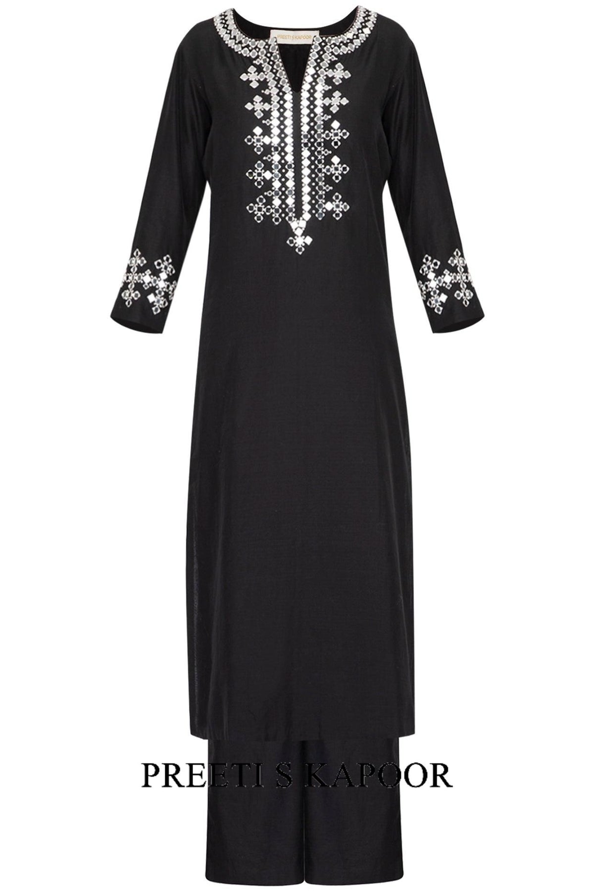 Black Embroidered Kurta Set - Preeti s kapoor