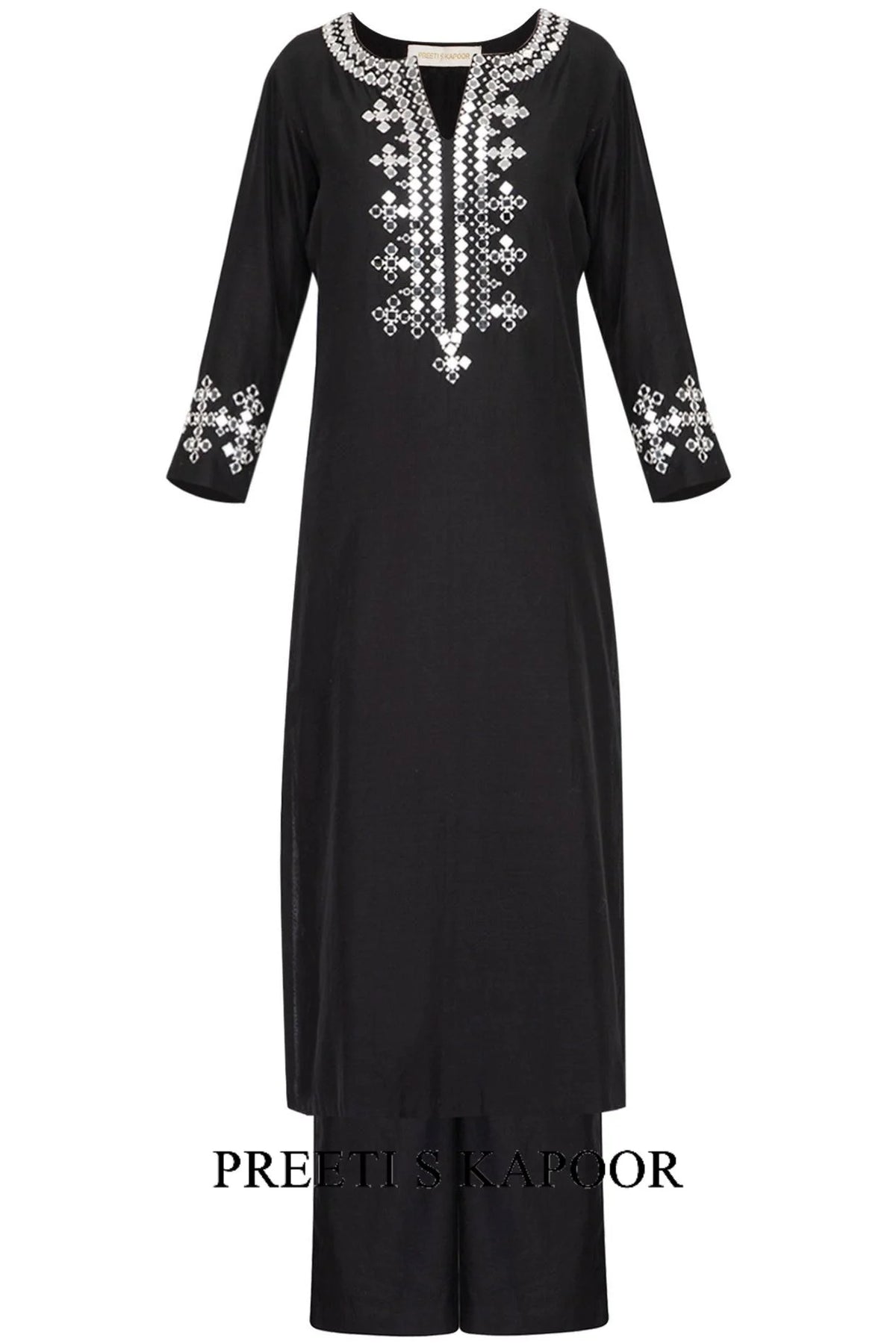 Black Embroidered Kurta Set - Preeti S Kapoor