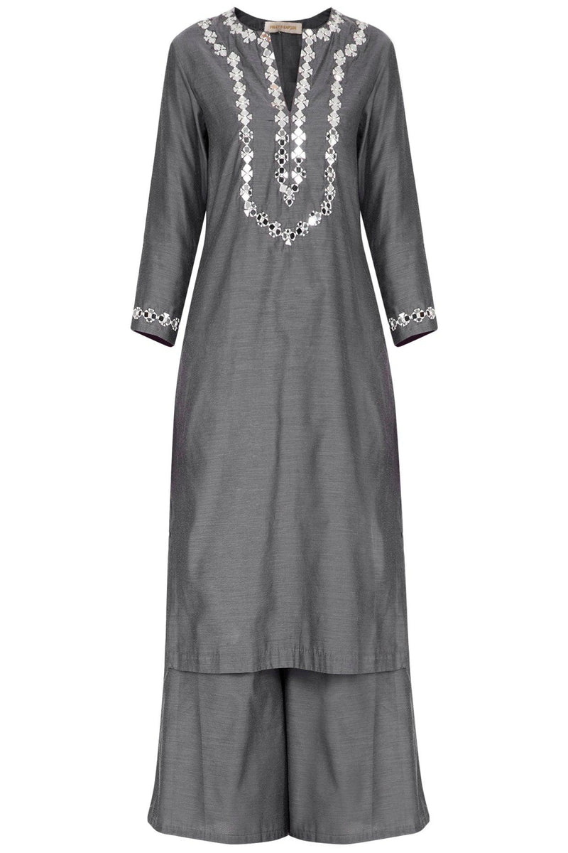 Grey Embroidered Kurta Set - Preeti s kapoor