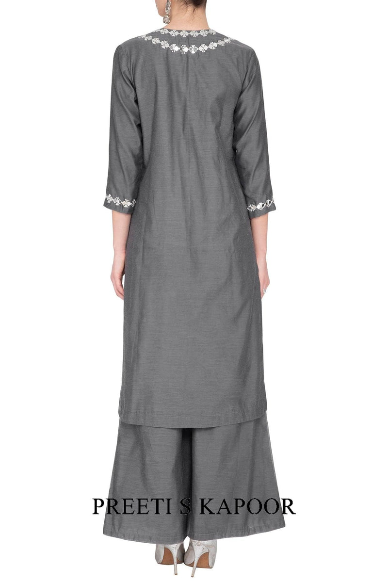 Grey Embroidered Kurta Set - Preeti s kapoor