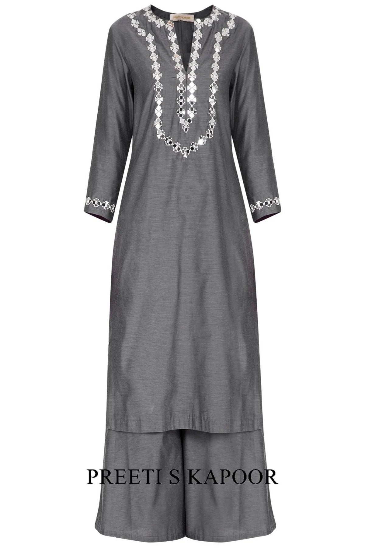 Grey Embroidered Kurta Set - Preeti S Kapoor