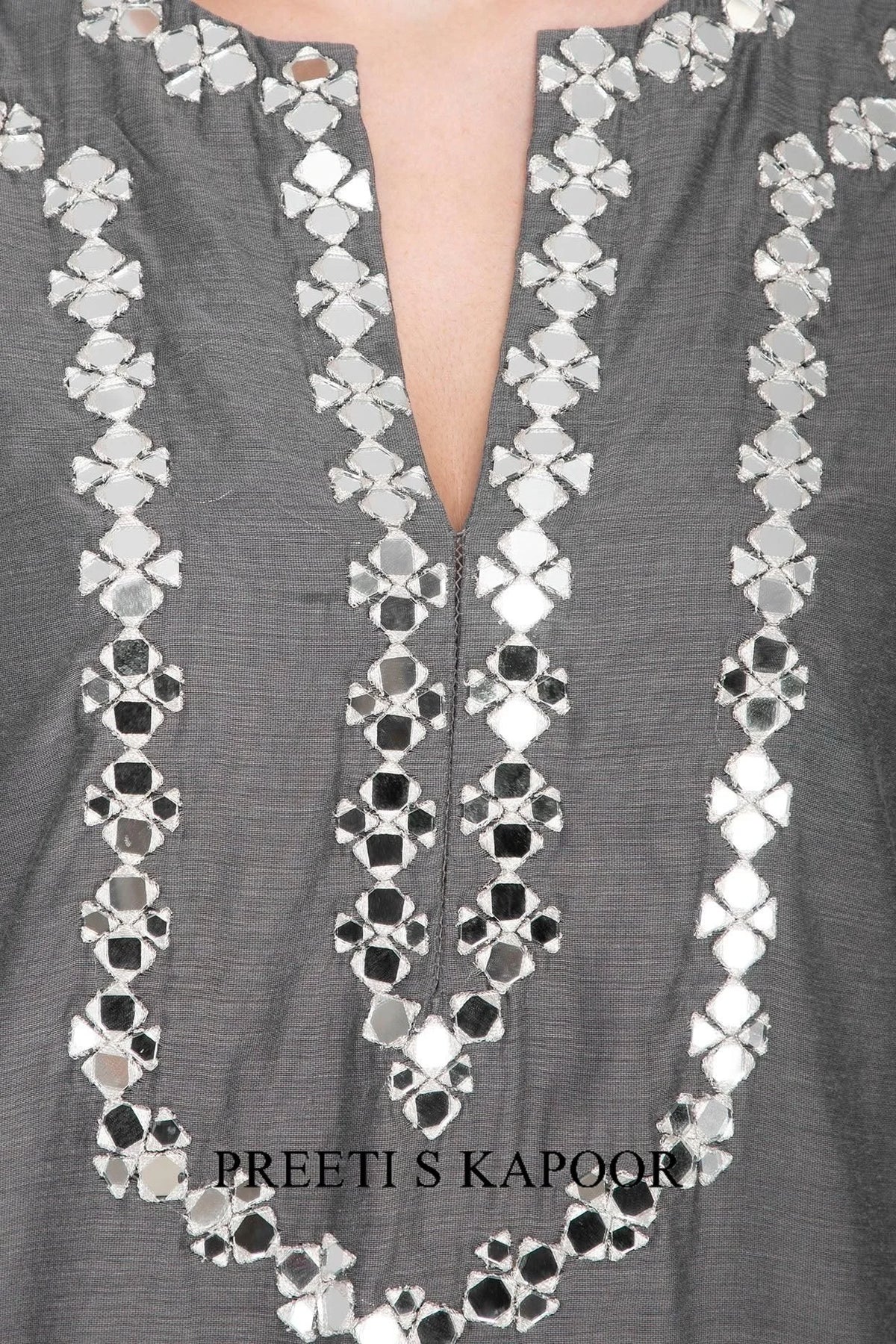 Grey Embroidered Kurta Set - Preeti S Kapoor