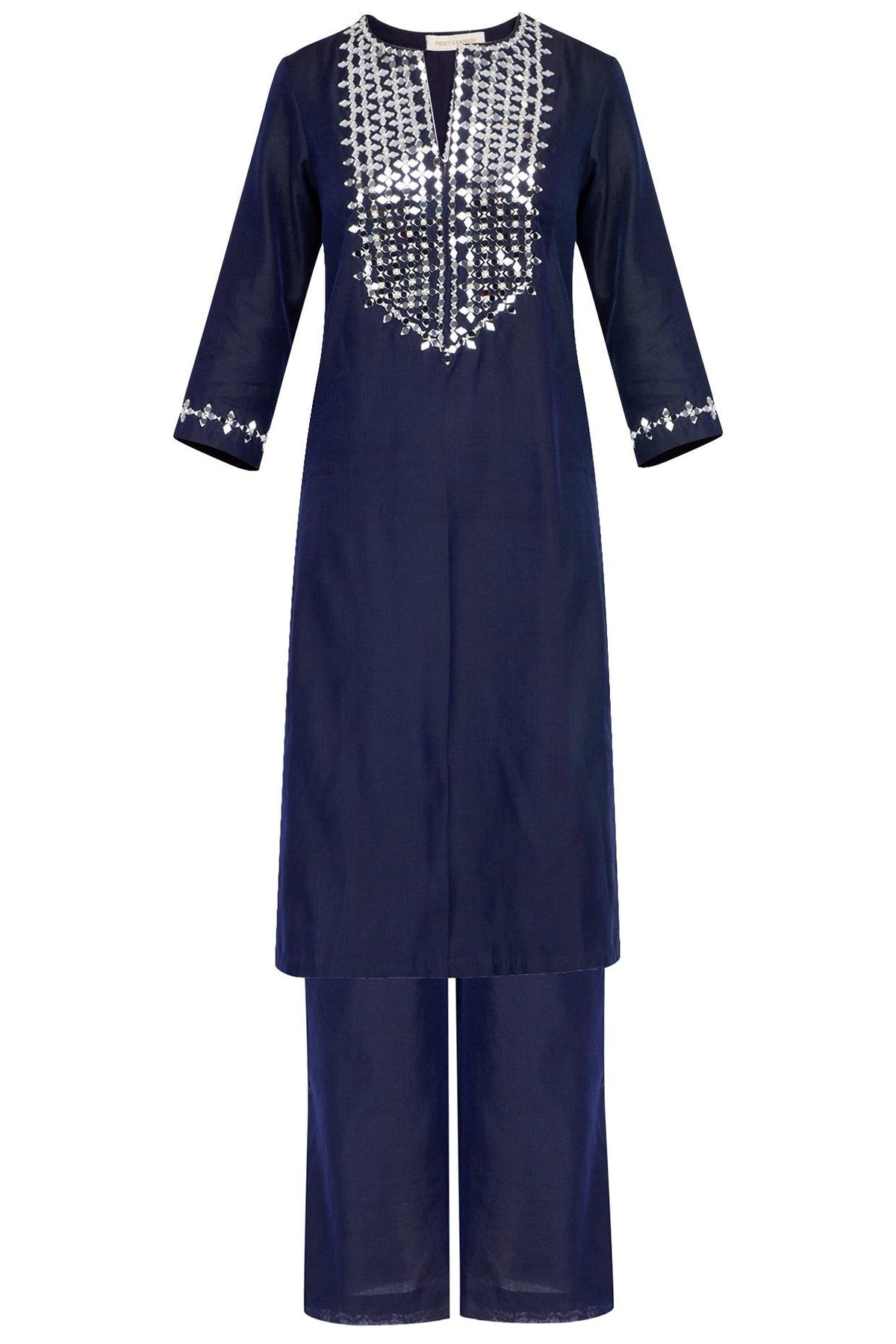 Blue Embroidered Kurta Set - Preeti s kapoor