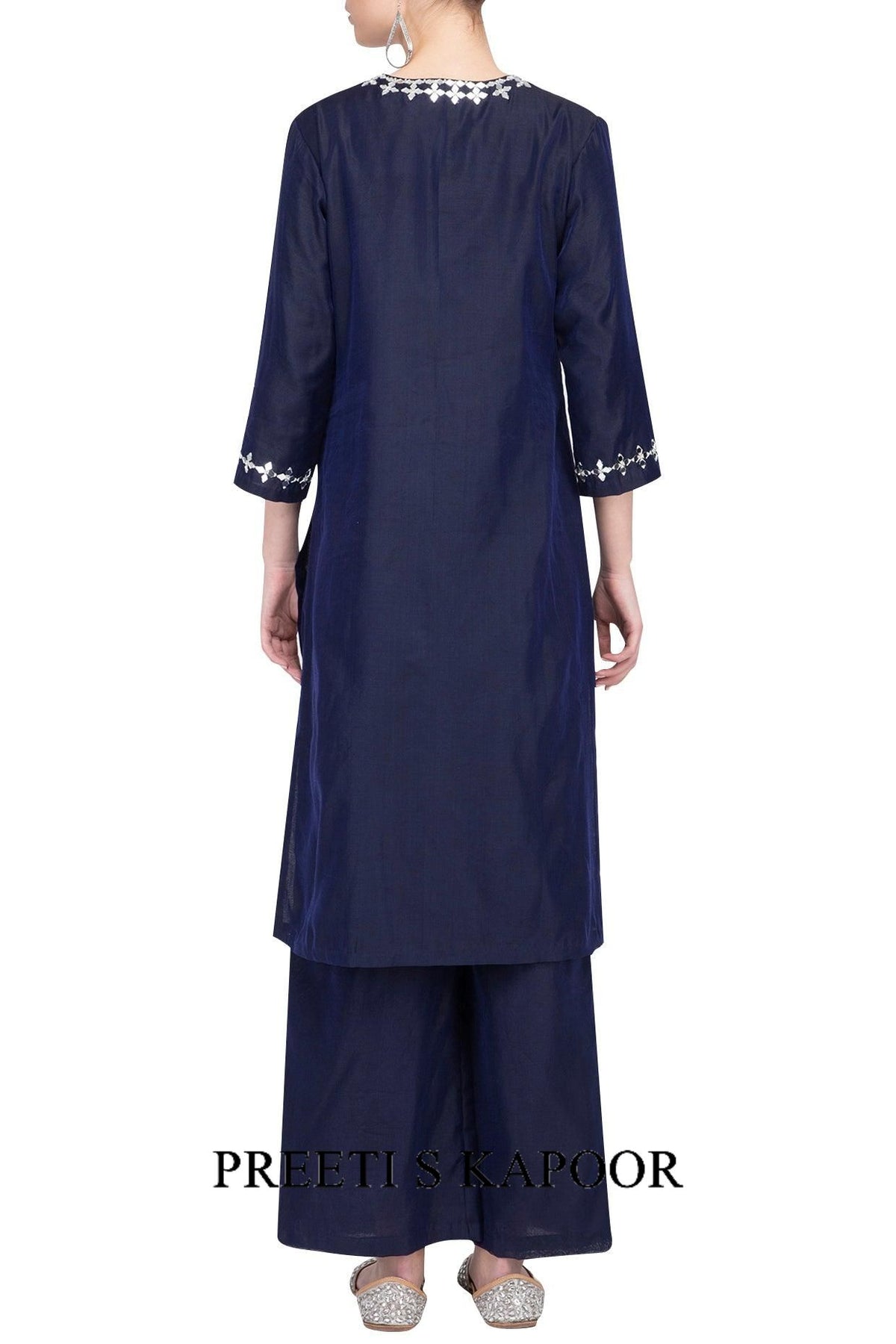 Blue Embroidered Kurta Set - Preeti s kapoor