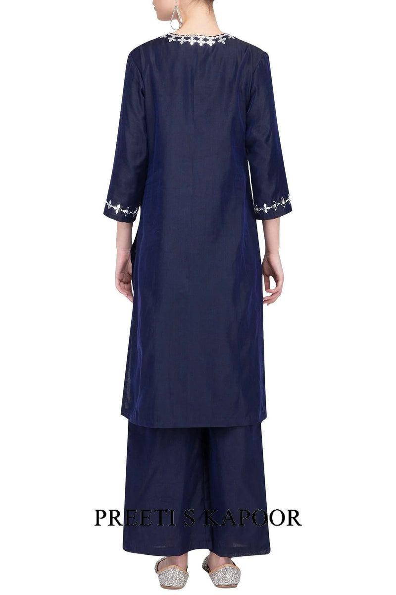 Blue Embroidered Kurta Set - Preeti S Kapoor