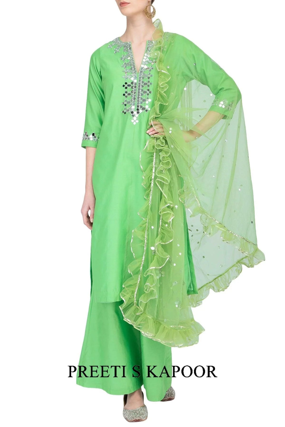 Pista Green Embroidered Kurta Set - Preeti S Kapoor