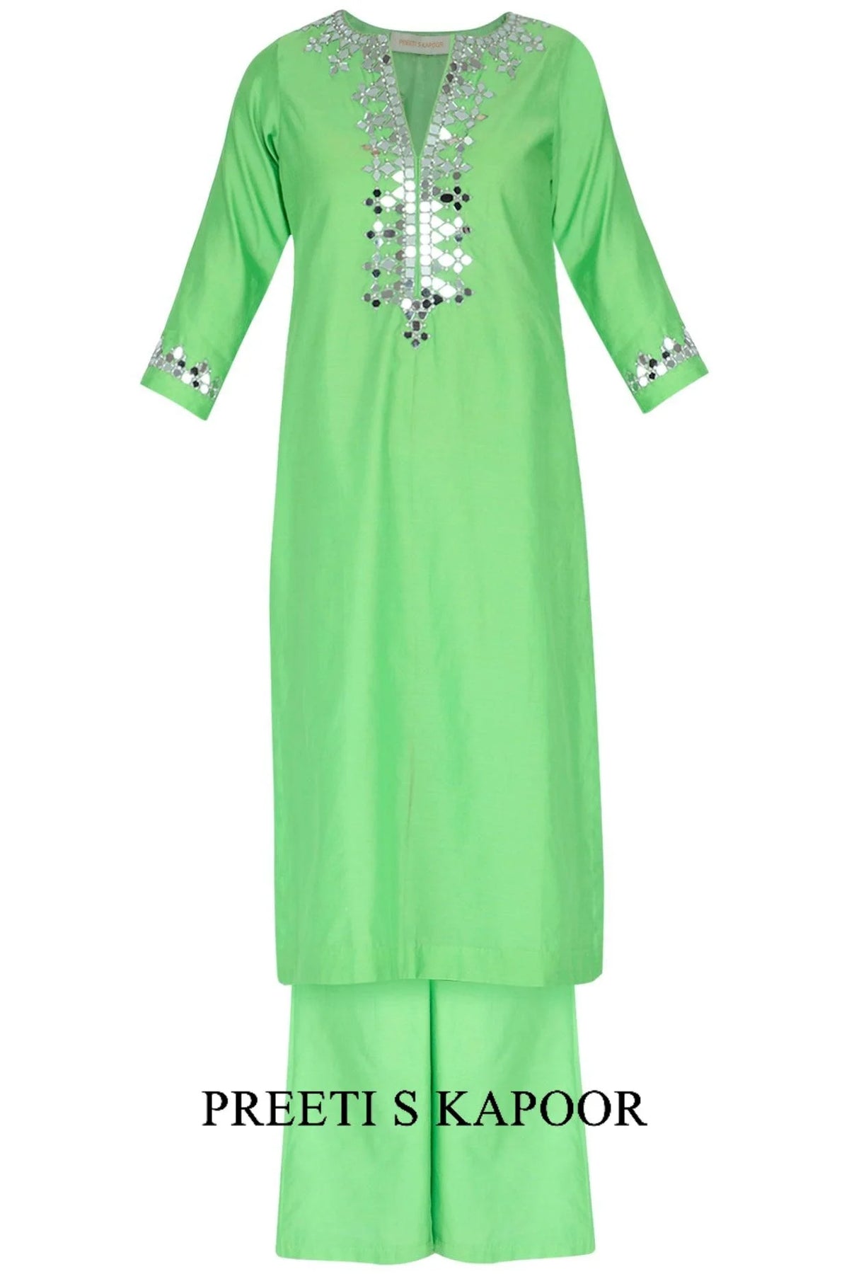 Pista Green Embroidered Kurta Set - Preeti S Kapoor