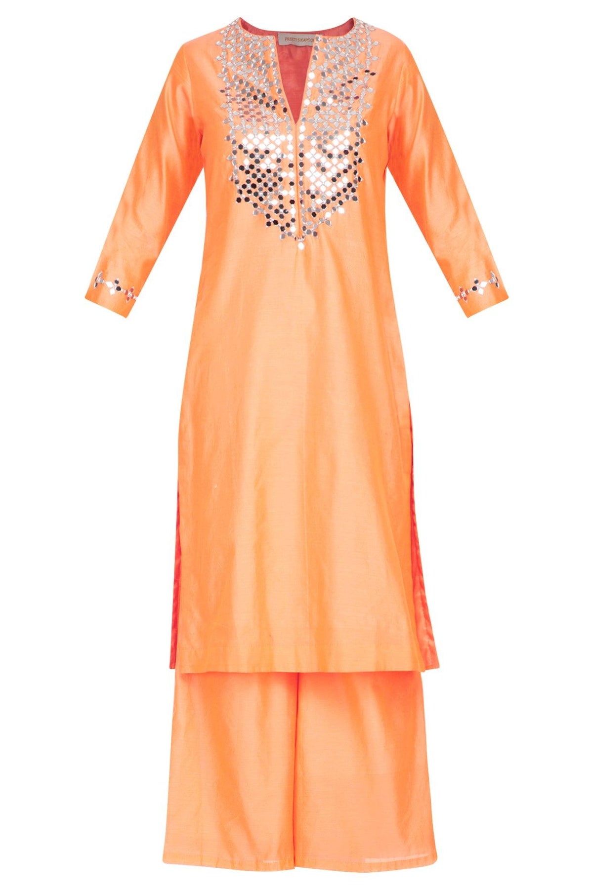 Orange Embroidered Kurta Set - Preeti s kapoor
