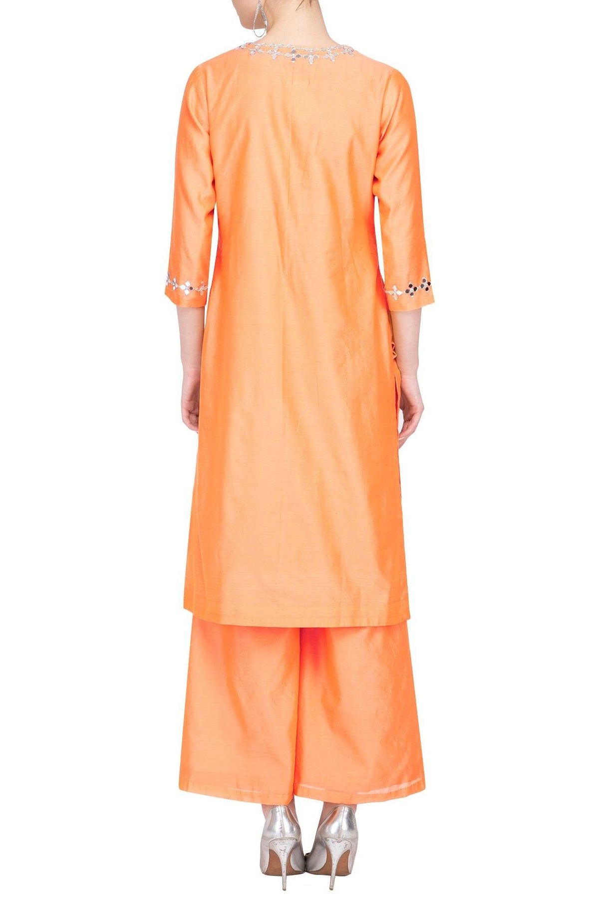 Orange Embroidered Kurta Set - Preeti s kapoor