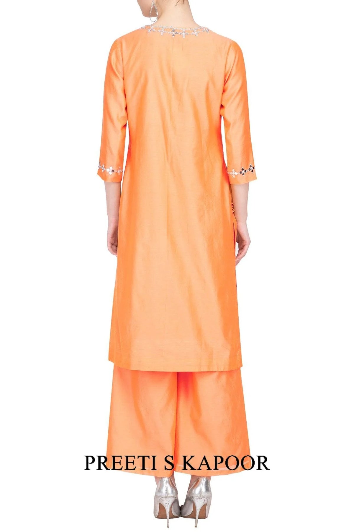Orange Embroidered Kurta Set - Preeti S Kapoor 