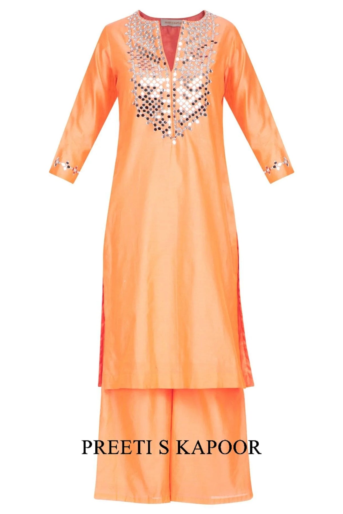 Orange Embroidered Kurta Set - Preeti S Kapoor