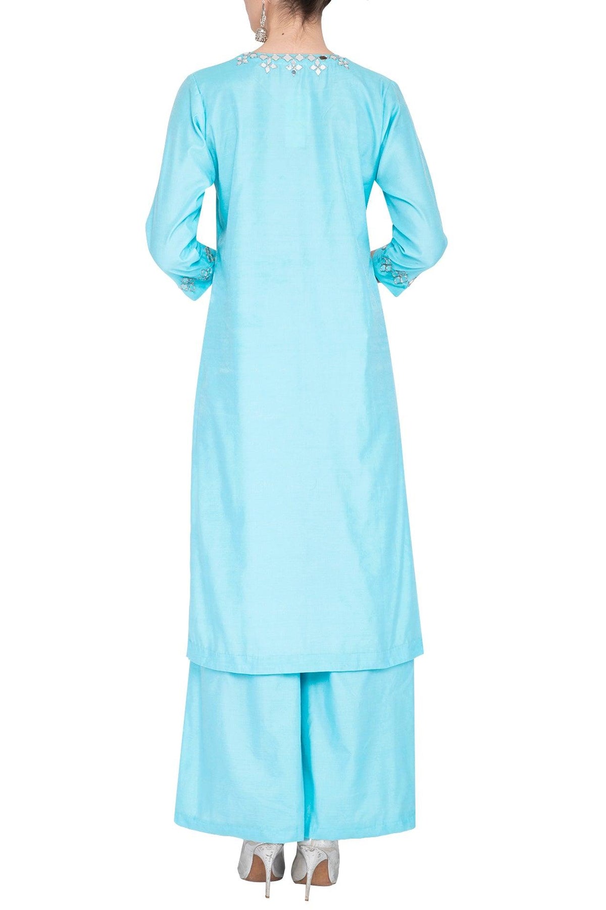 Sky Blue Embroidered Kurta Set - Preeti s kapoor