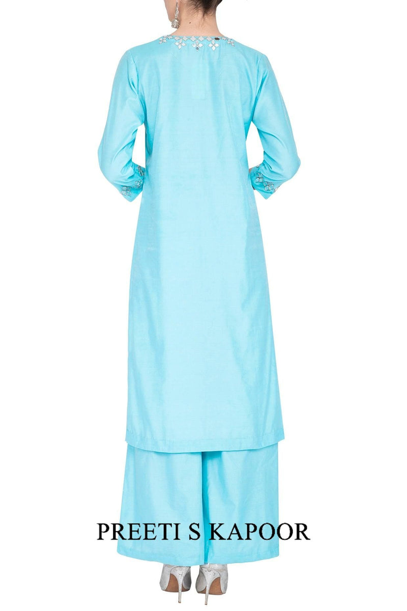 Sky Blue Embroidered Kurta Set - Preeti s kapoor