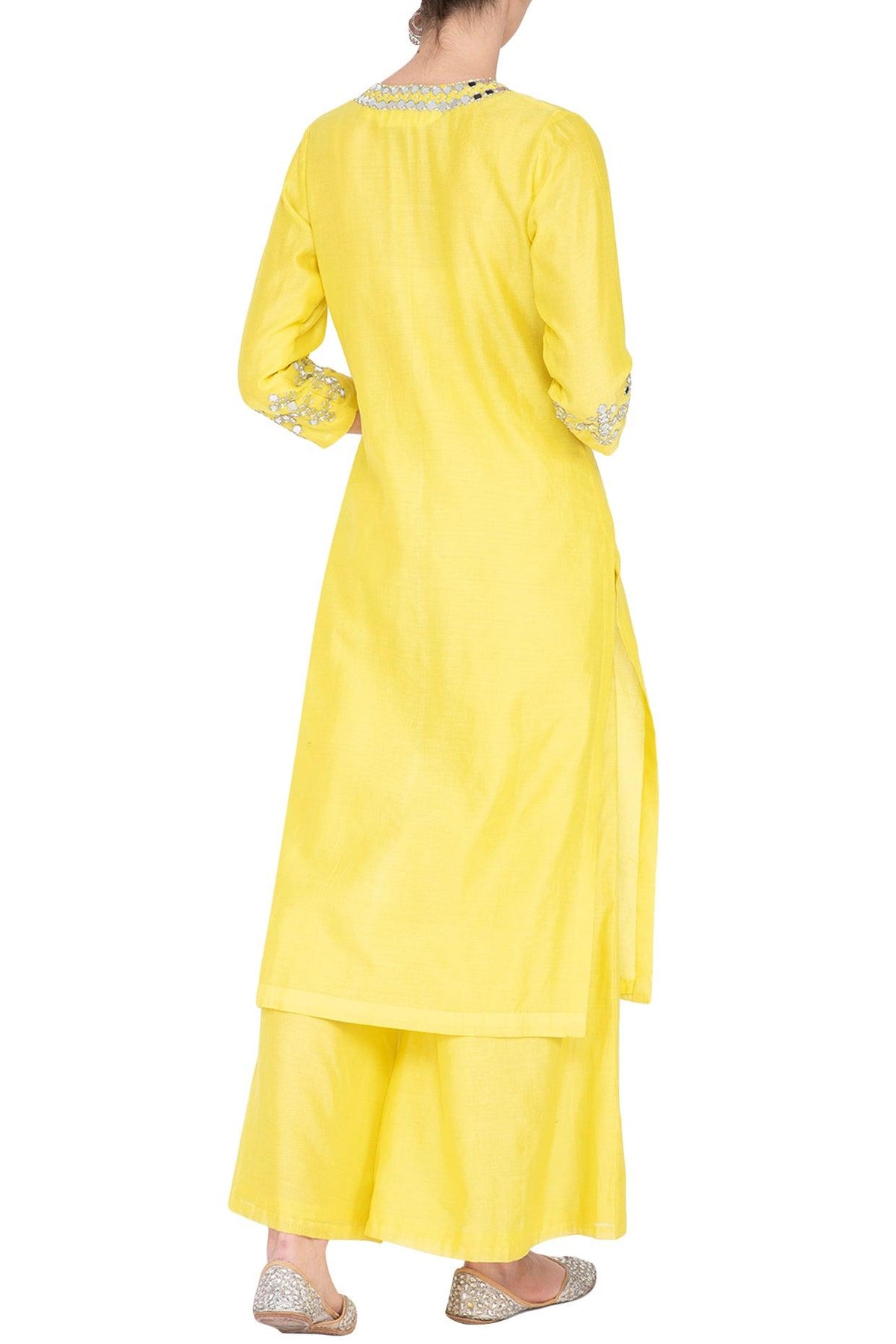 Yellow Embroidered Kurta Set - Preeti s kapoor