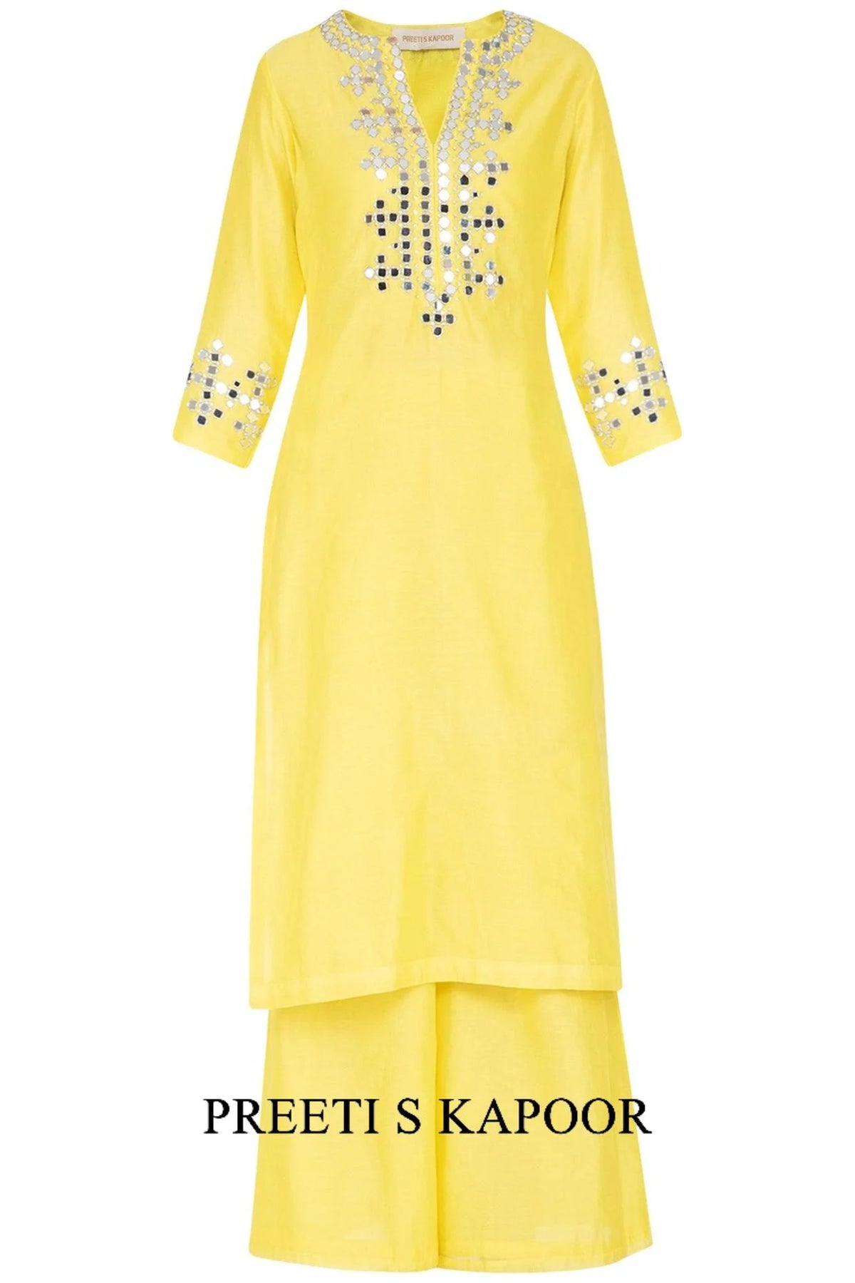 Yellow Embroidered Kurta Set - Preeti S Kapoor