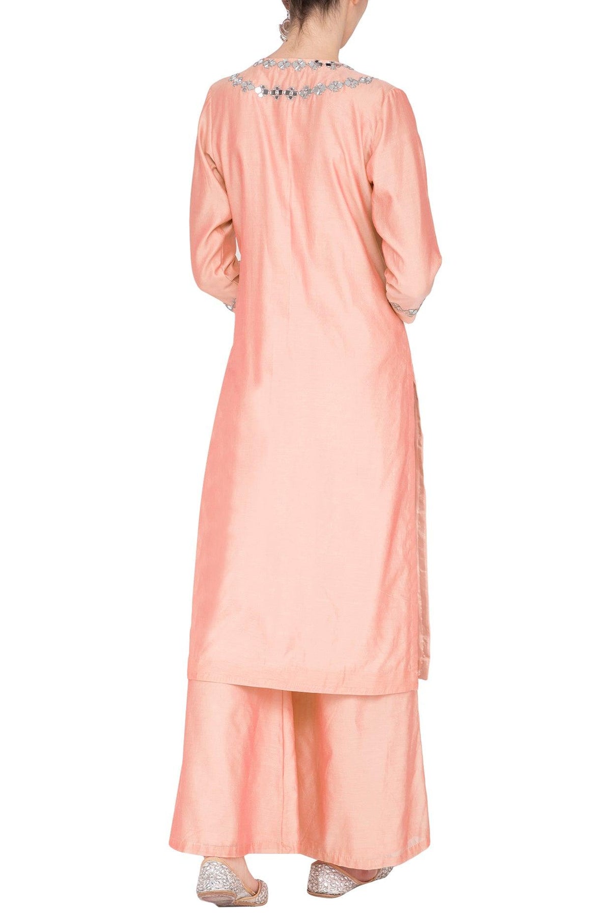 Peach Embroidered Kurta Set - Preeti s kapoor