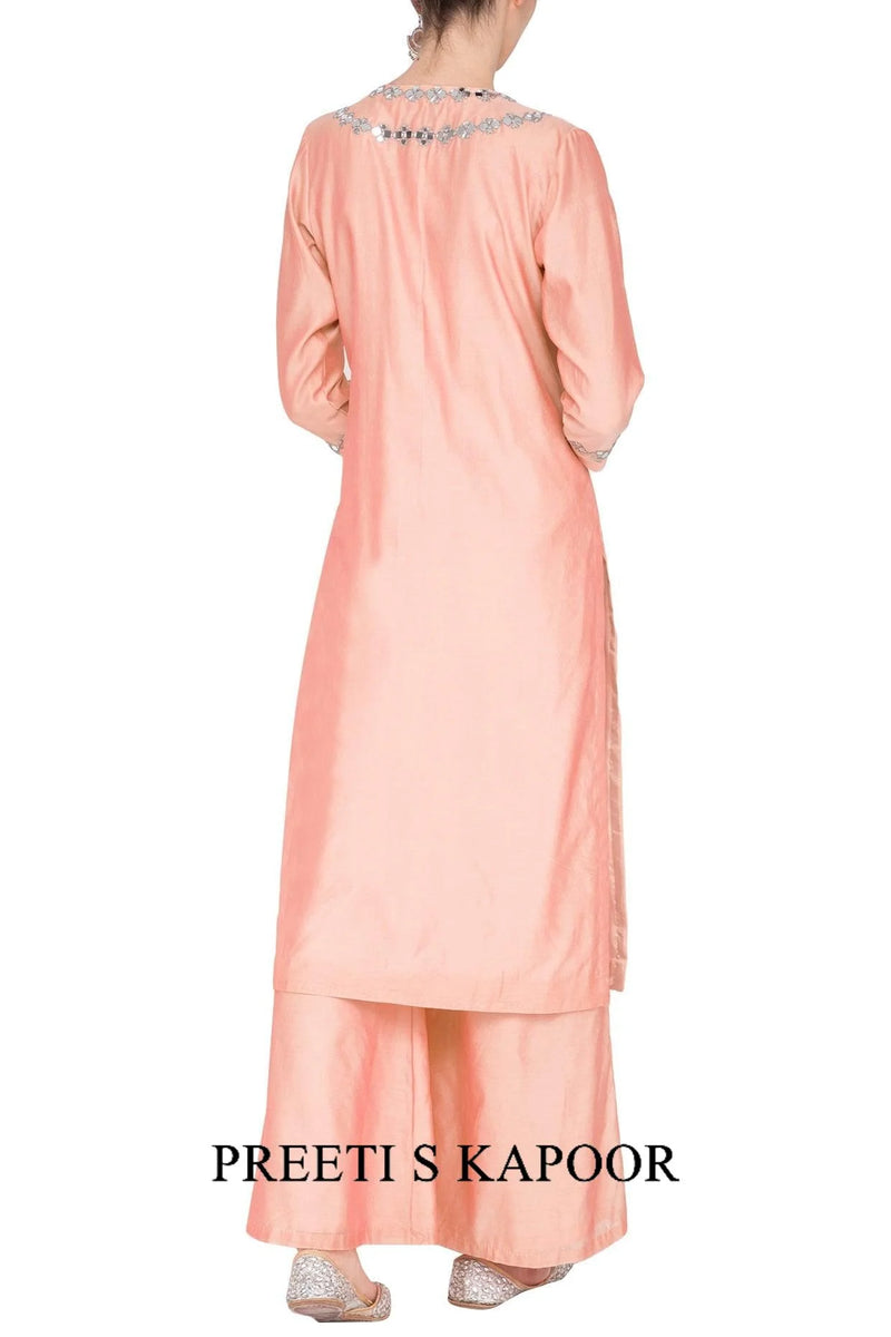 Peach Embroidered Kurta Set - Preeti S Kapoor