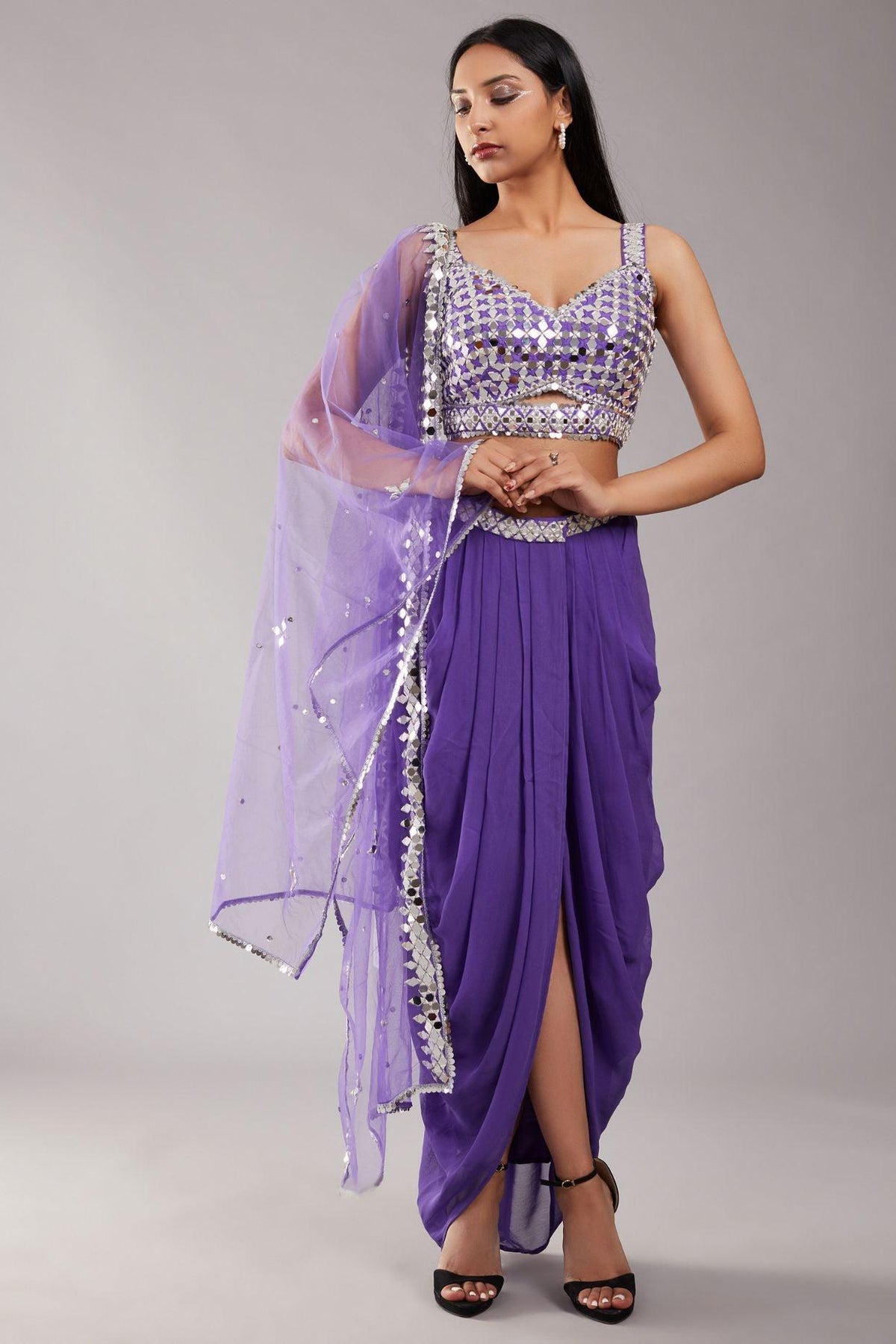 Purple Mirror Cape Set - Preeti s kapoor