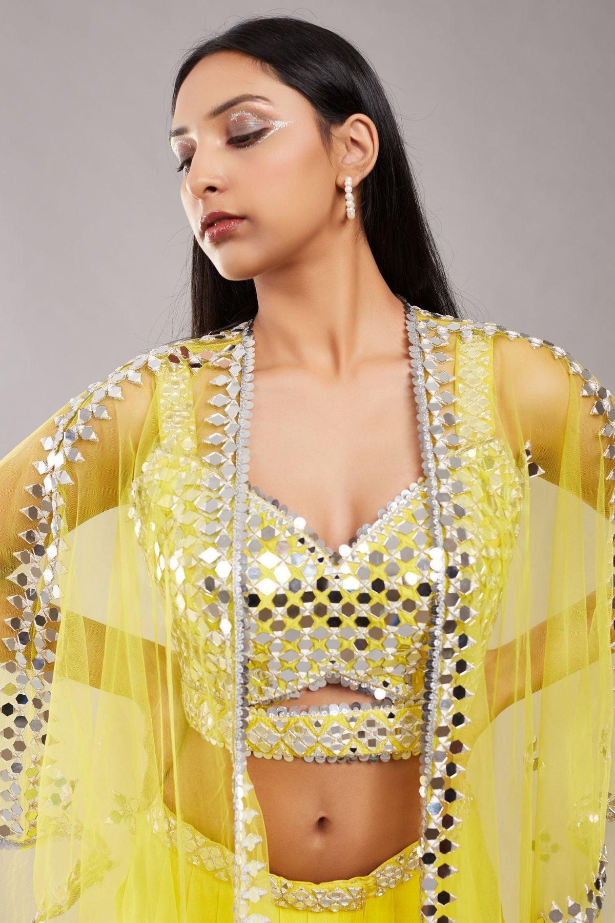 Yellow Mirror Cape Set - Preeti s kapoor
