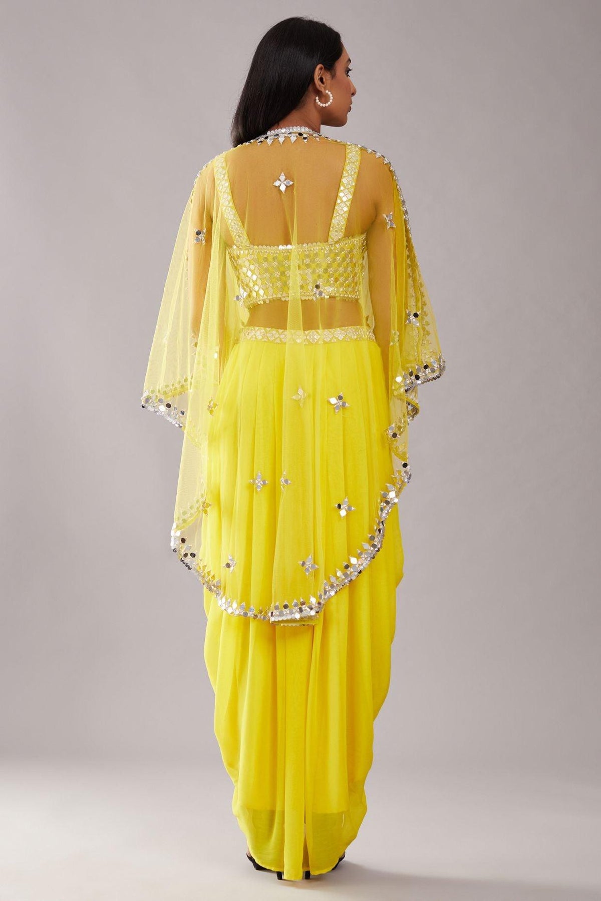 Yellow Mirror Cape Set - Preeti s kapoor