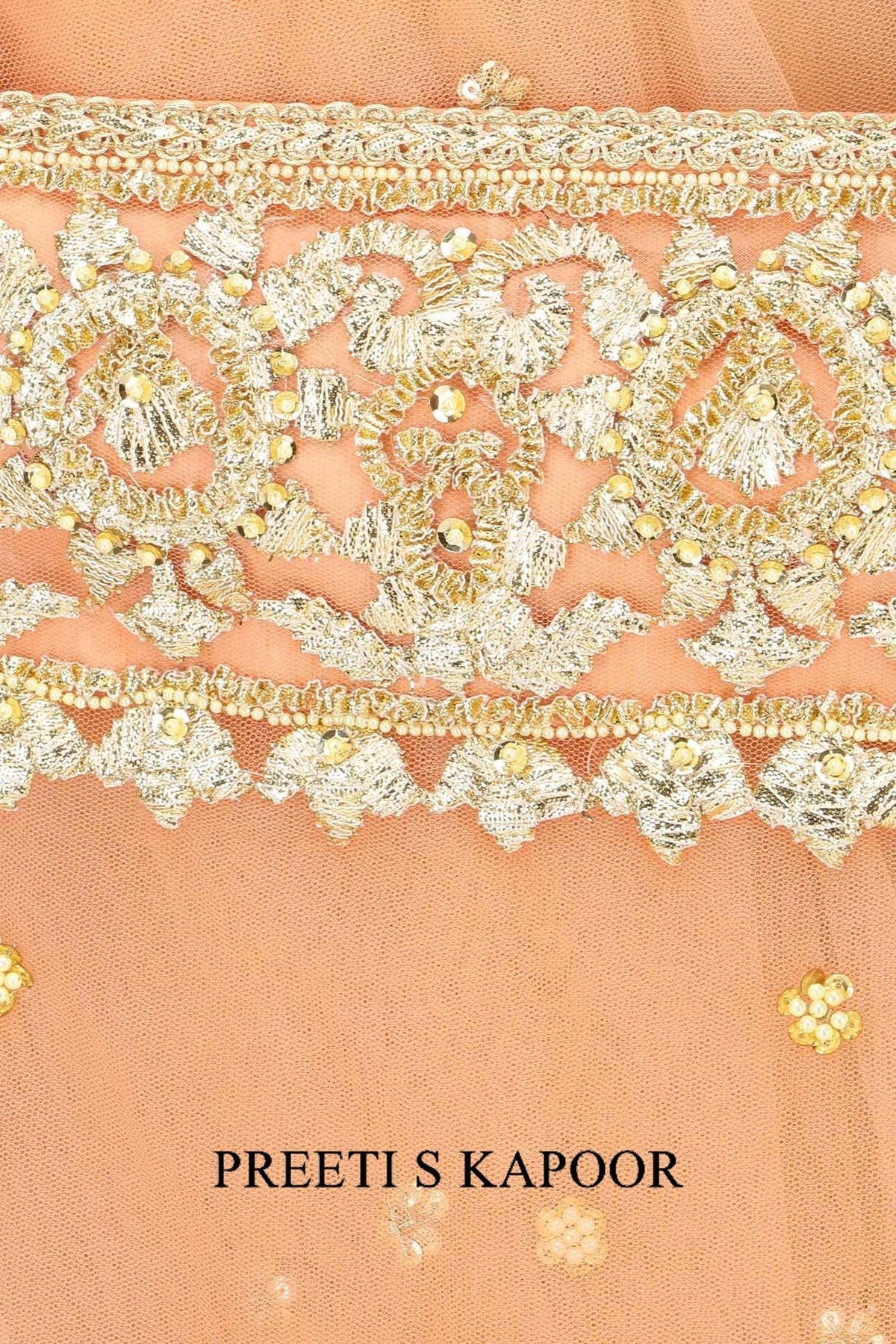 Peach Gota Patti Embellished Saree - Preeti s kapoor