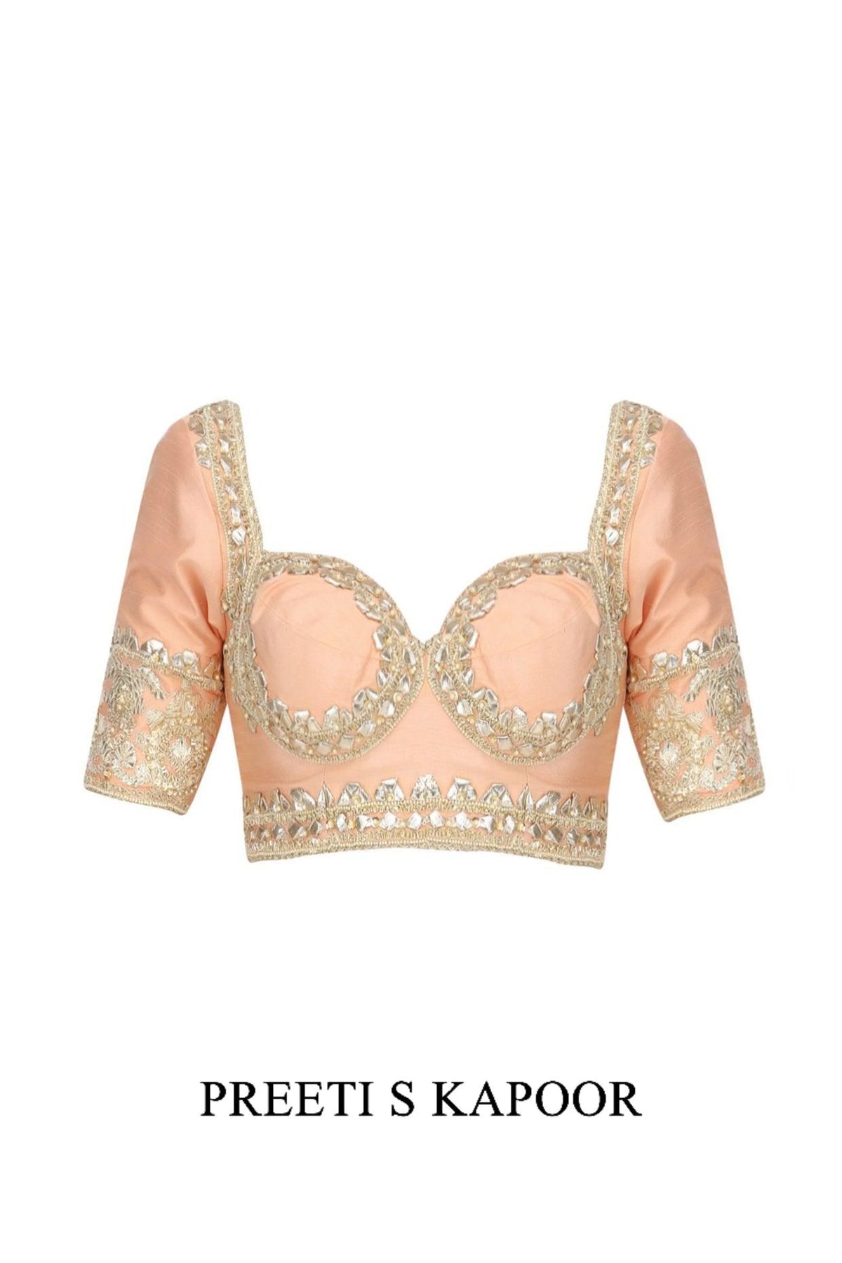 Peach Gota Patti Embellished Saree - Preeti s kapoor