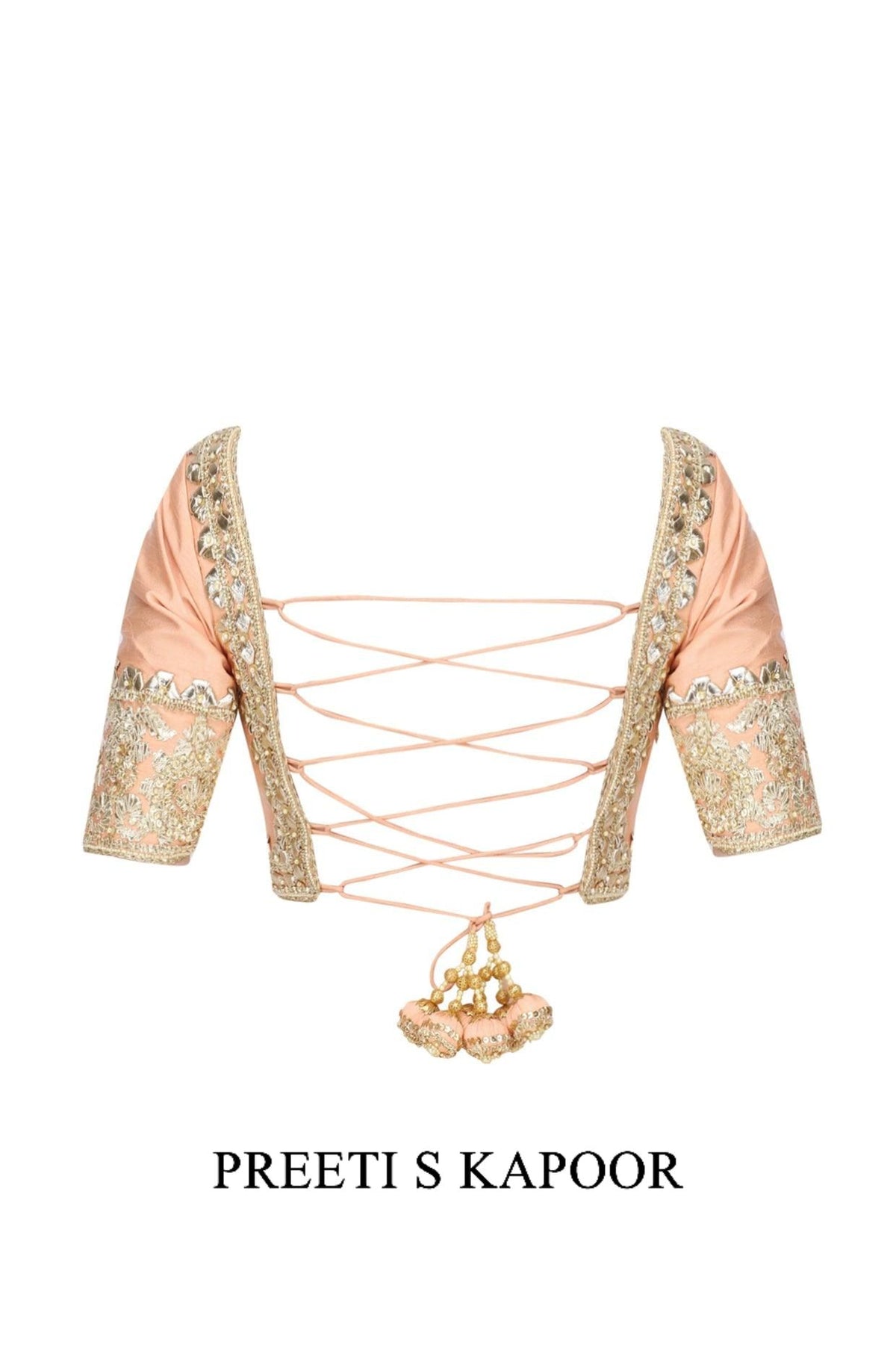 Peach Gota Patti Embellished Saree - Preeti s kapoor