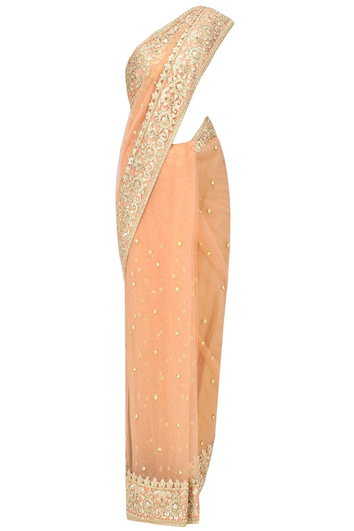 Peach Gota Patti Embellished Saree - Preeti s kapoor