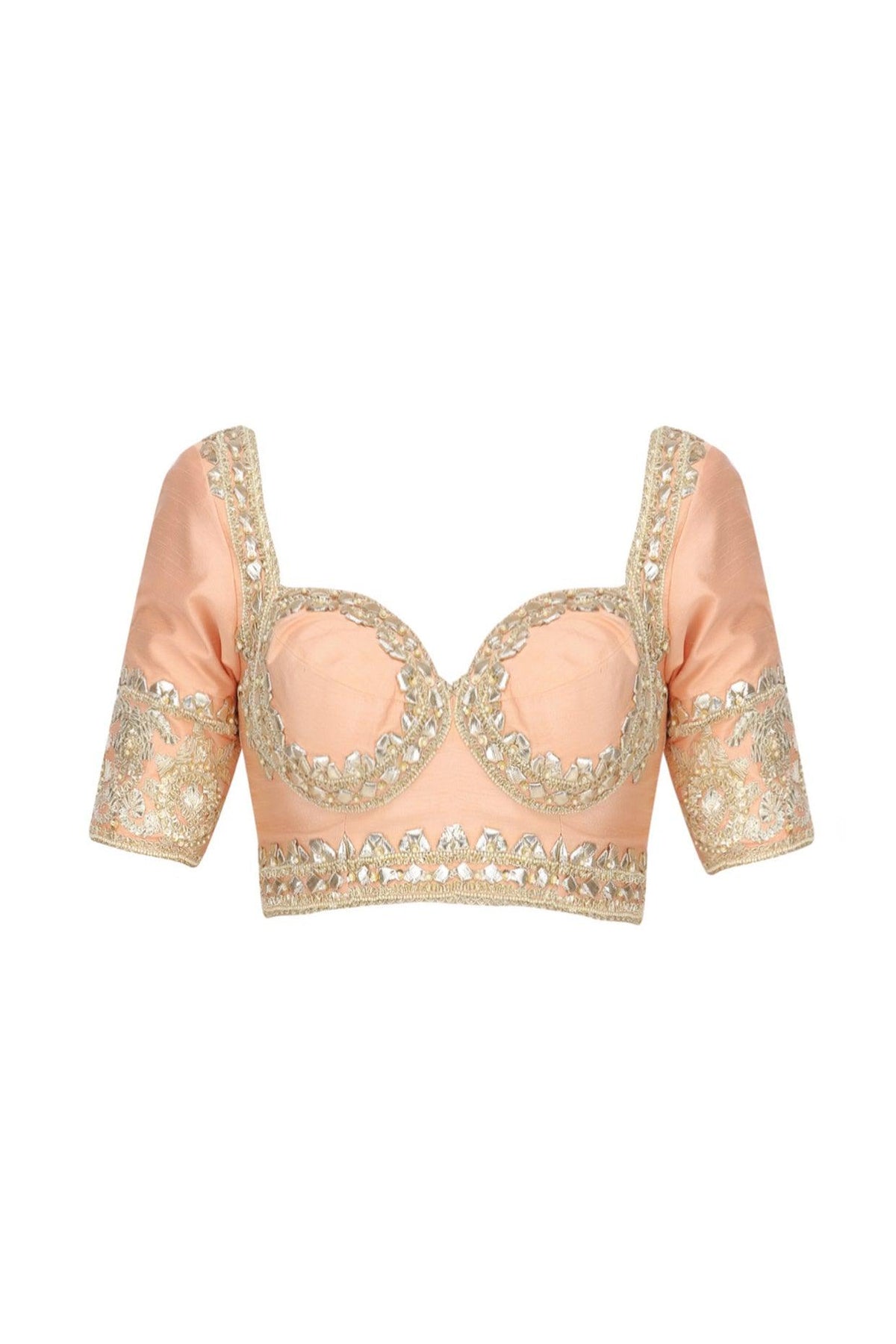 Peach Gota Patti Embellished Saree - Preeti s kapoor