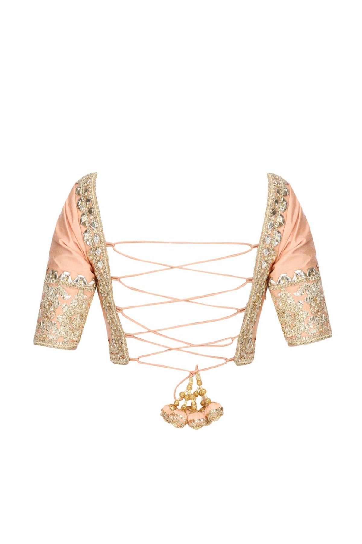 Peach Gota Patti Embellished Saree - Preeti s kapoor