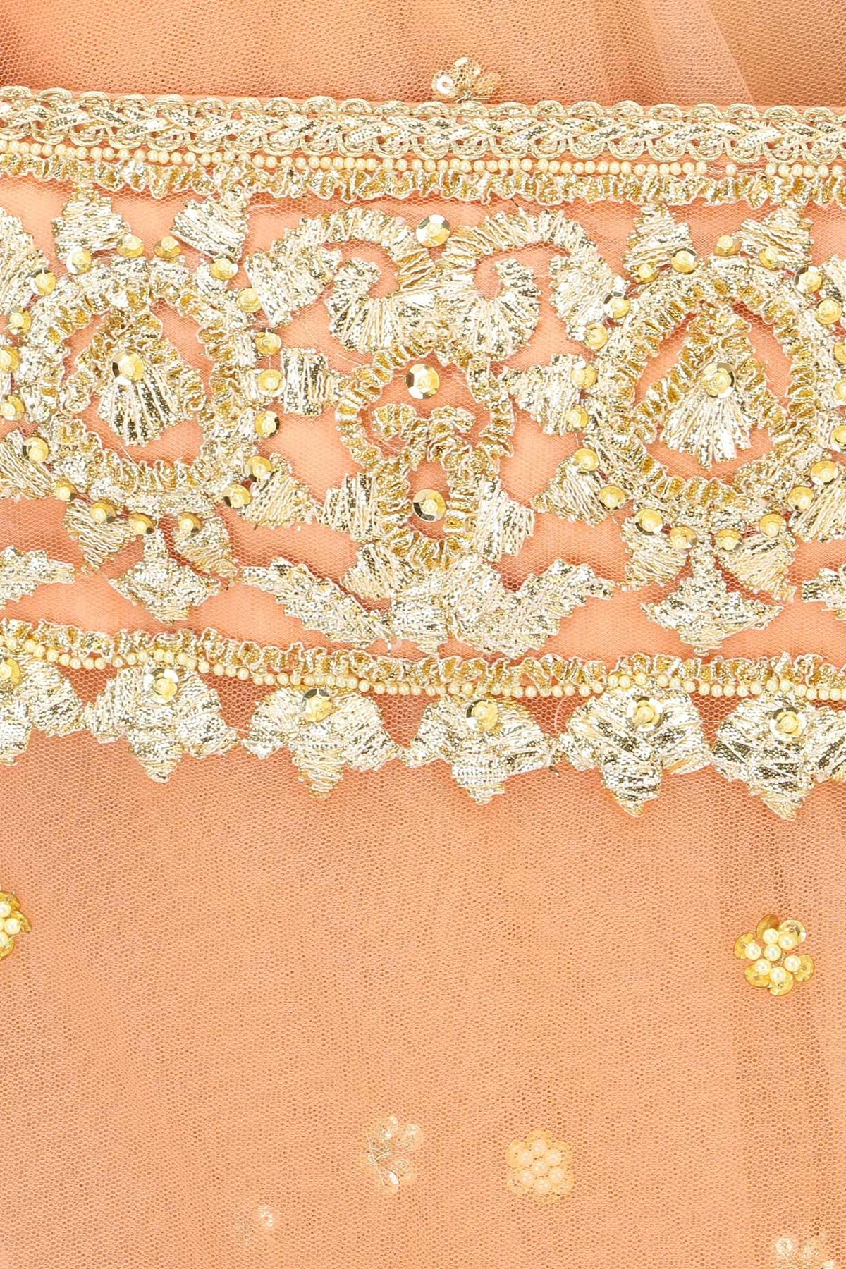 Peach Gota Patti Embellished Saree - Preeti s kapoor