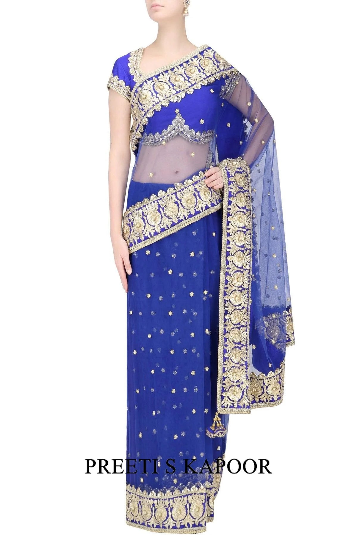 Blue Gota Patti Embellished Saree
