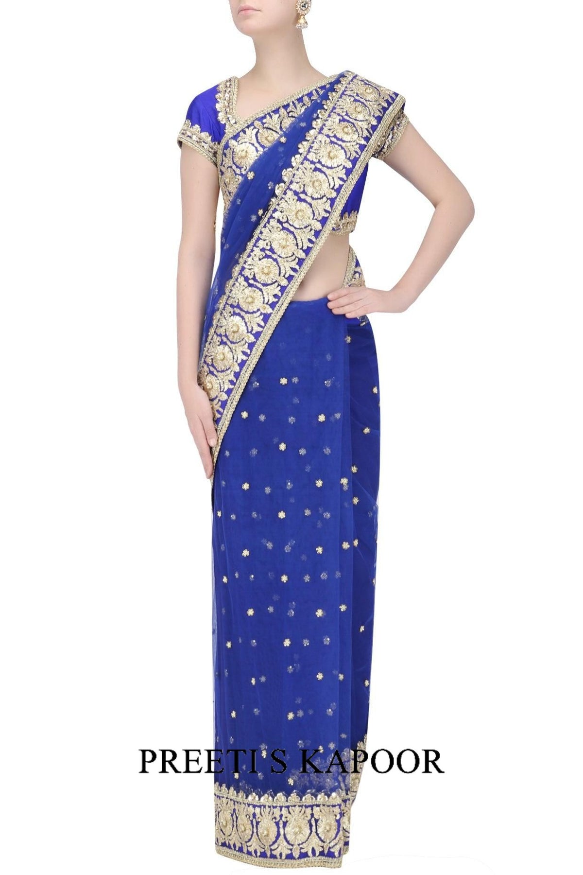 Blue Gota Patti Embellished Saree - Preeti s kapoor
