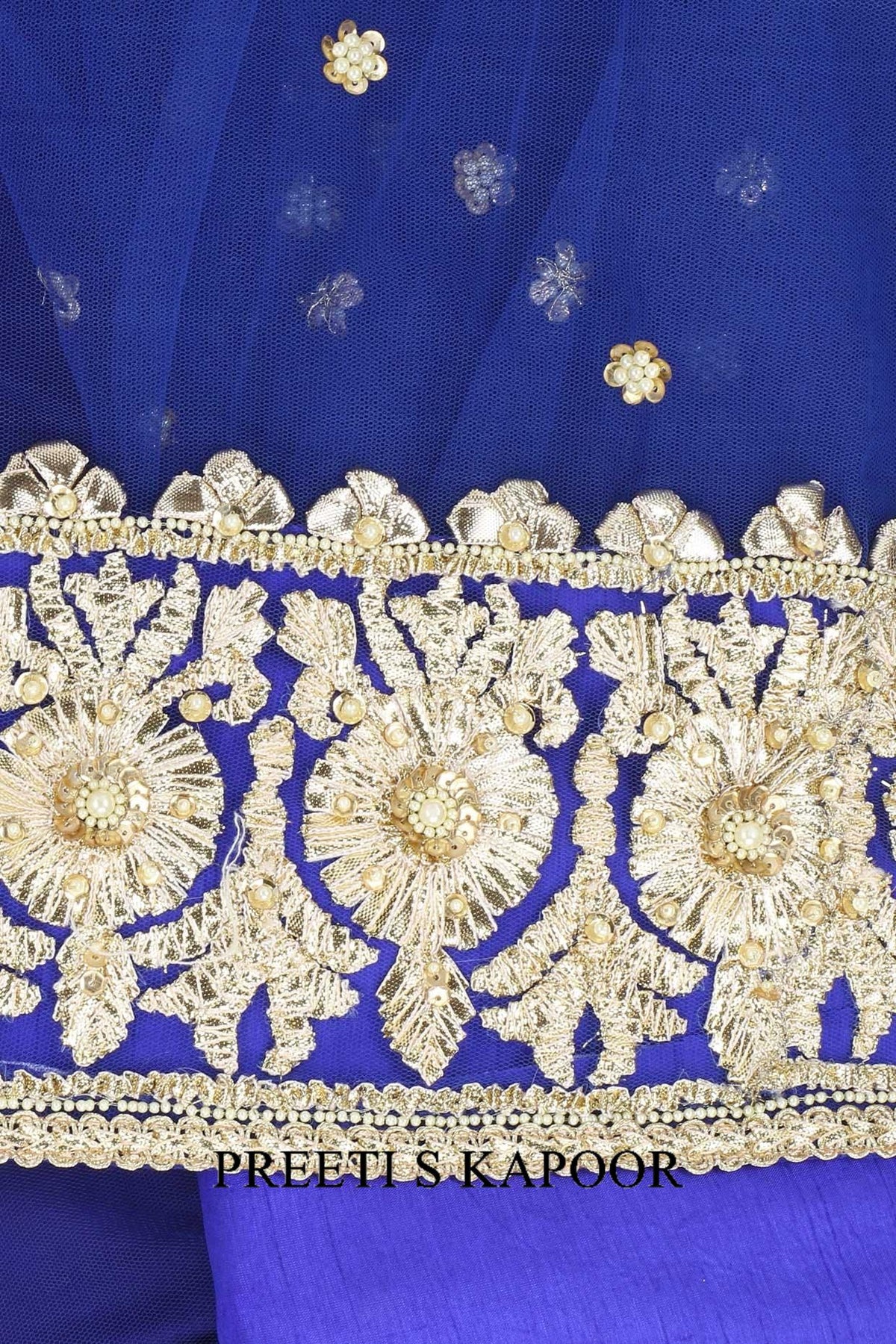Blue Gota Patti Embellished Saree - Preeti s kapoor