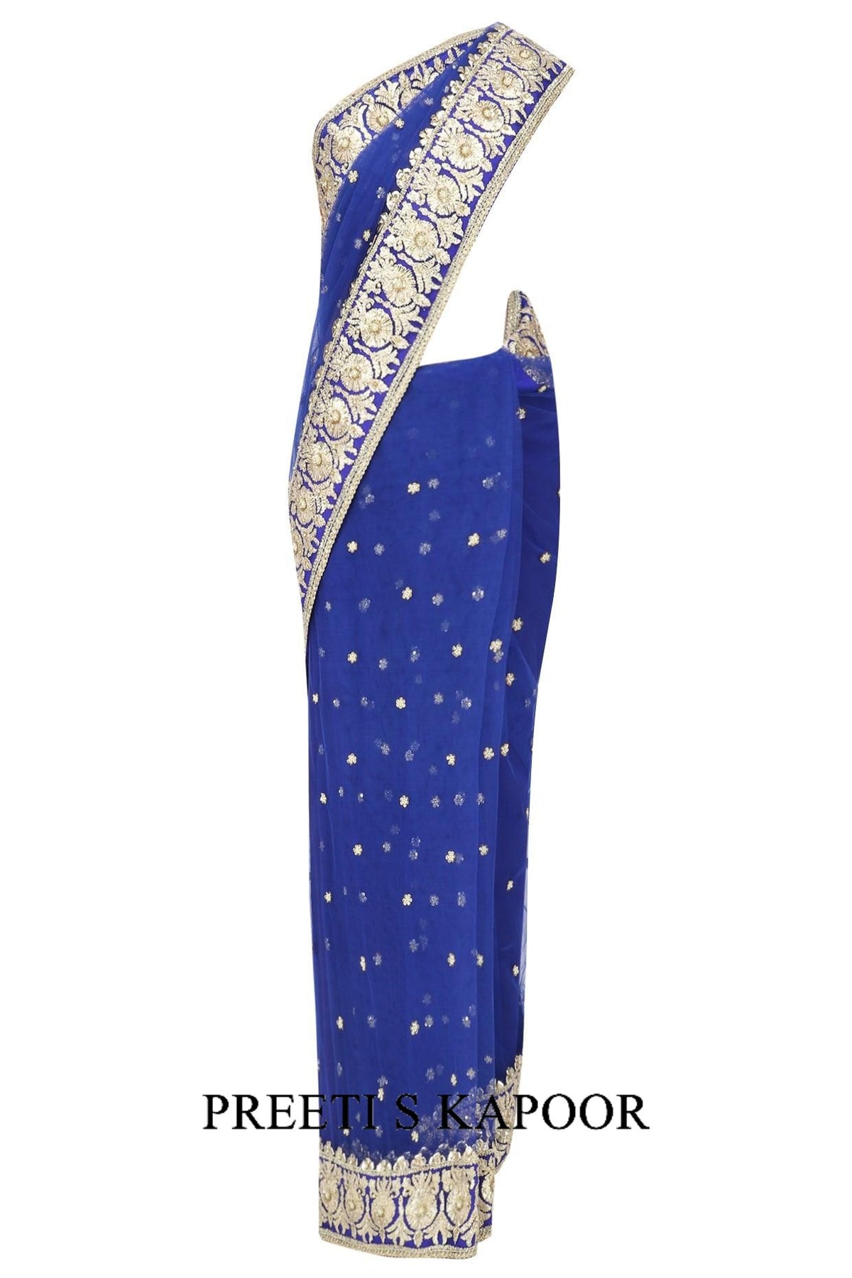 Blue Gota Patti Embellished Saree - Preeti s kapoor