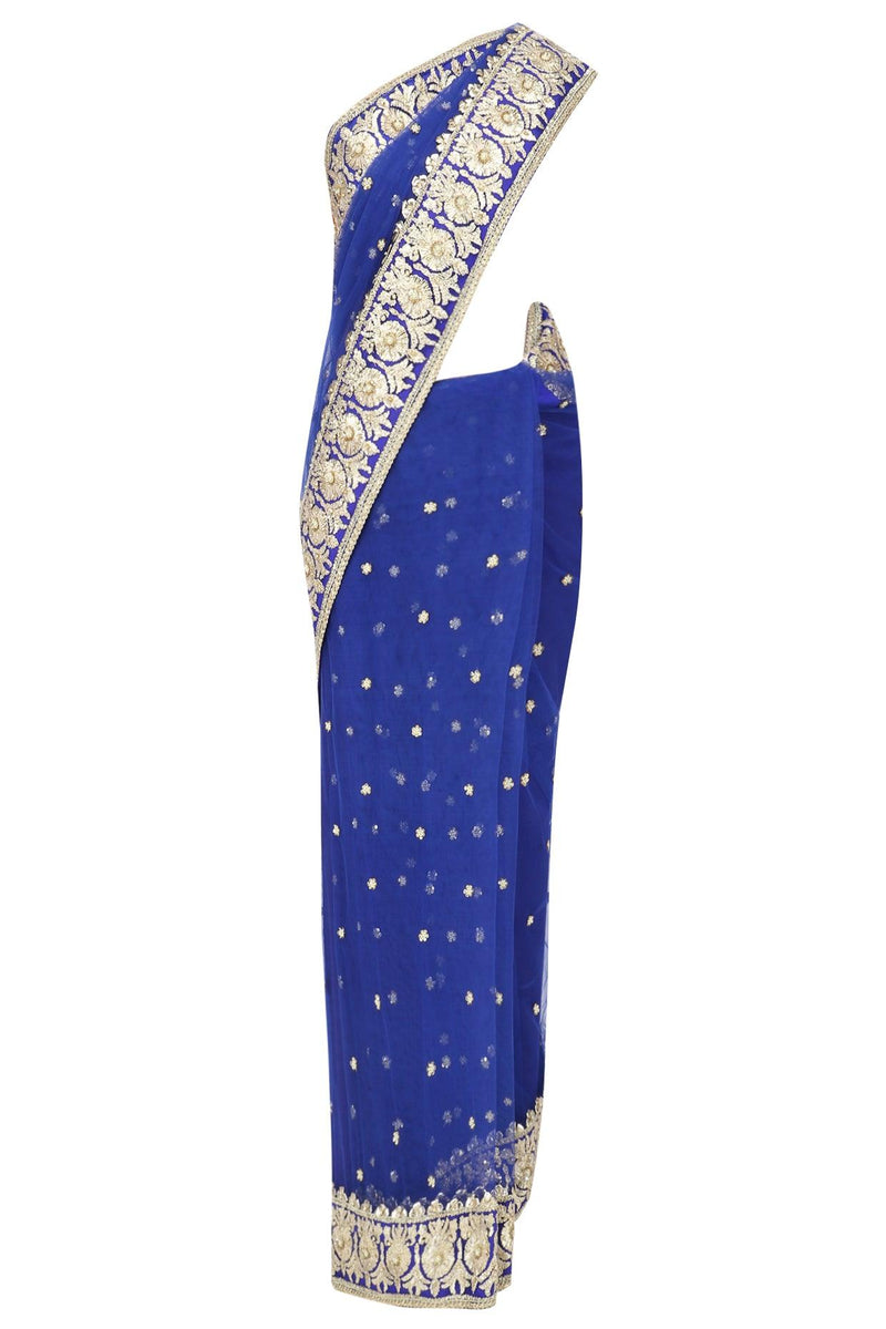 Blue Gota Patti Embellished Saree - Preeti s kapoor