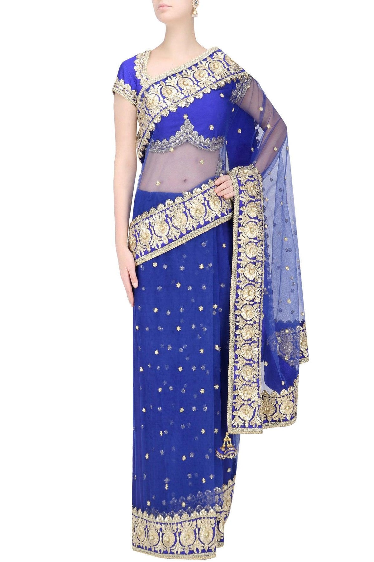 Blue Gota Patti Embellished Saree - Preeti s kapoor