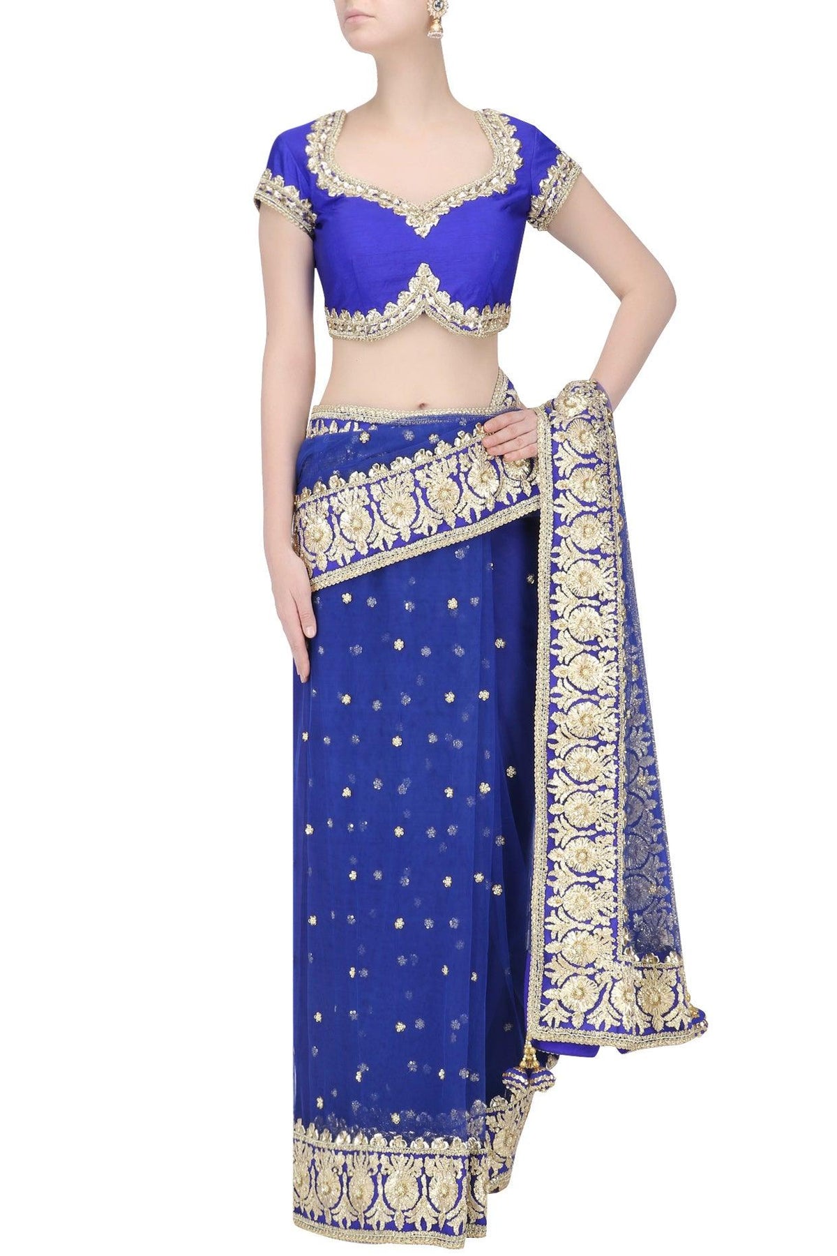Blue Gota Patti Embellished Saree - Preeti s kapoor
