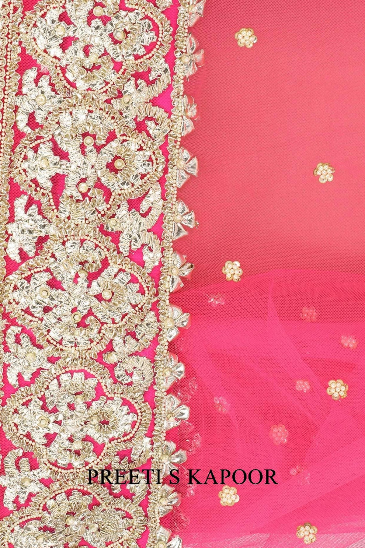 Fuchsia Gota Patti Embellished Saree - Preeti s kapoor